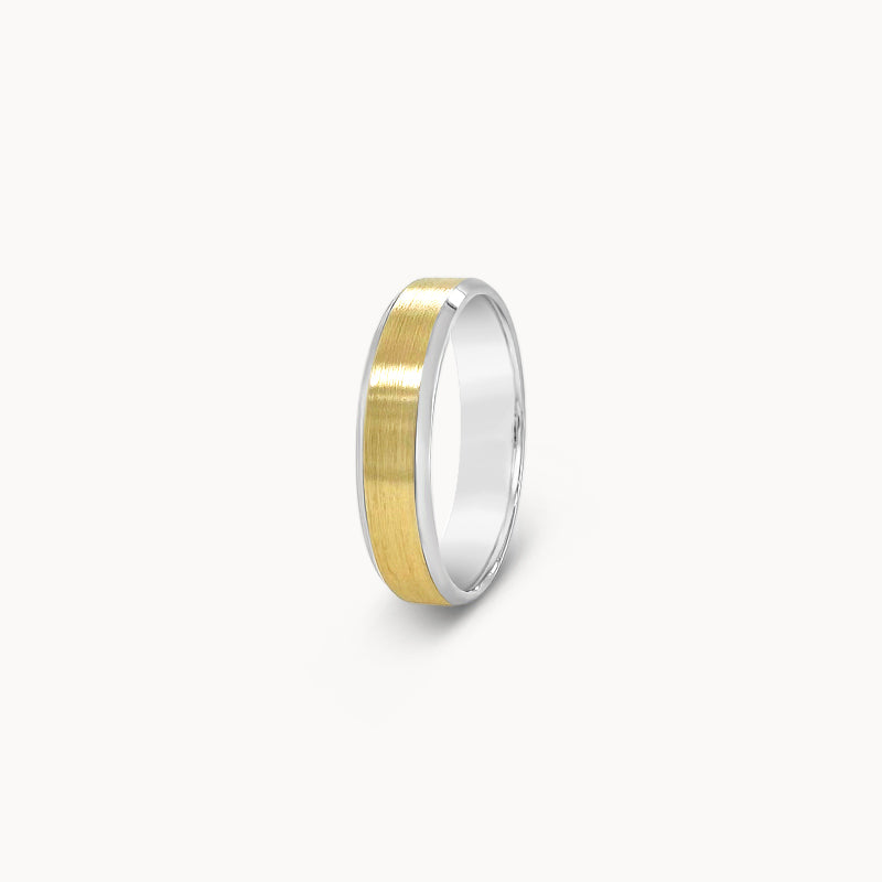 18k Yellow Gold & Platinum Beveled Band