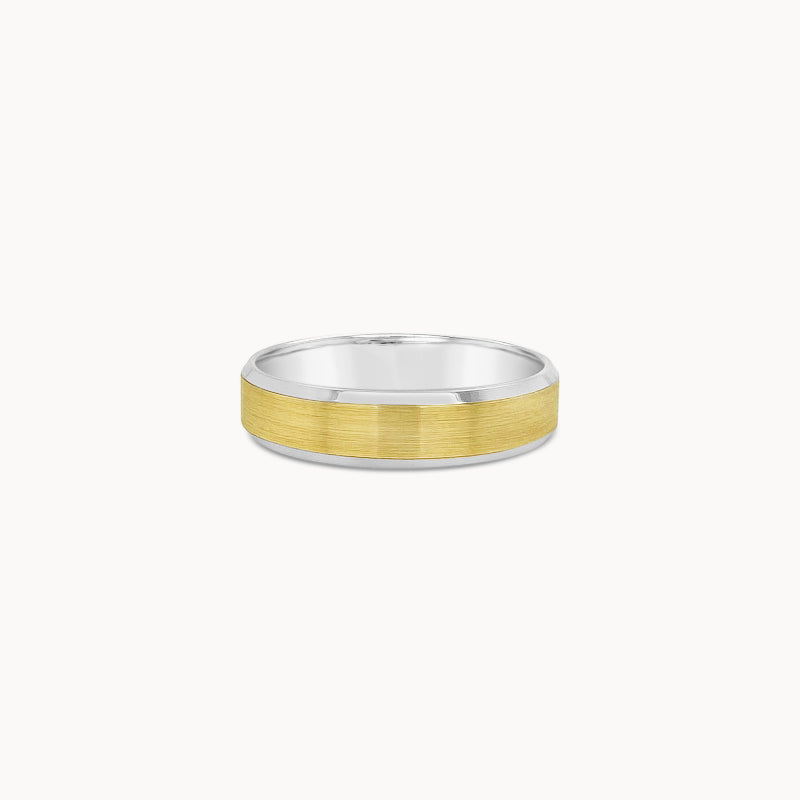 18k Yellow Gold & Platinum Beveled Band