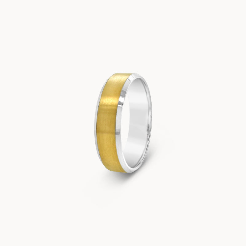 18k Yellow Gold & Platinum Beveled Band