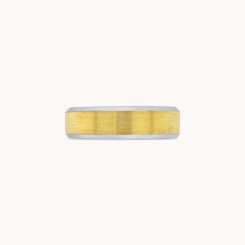 18k Yellow Gold & Platinum Beveled Band