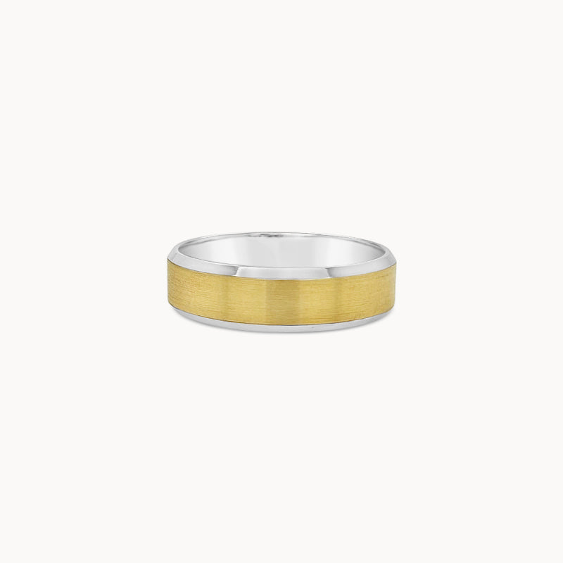 18k Yellow Gold & Platinum Beveled Band