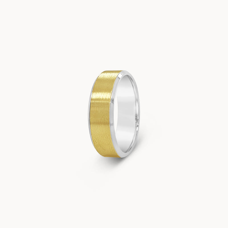 18k Yellow Gold & Platinum Beveled Band