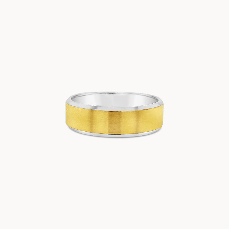 18k Yellow Gold & Platinum Beveled Band