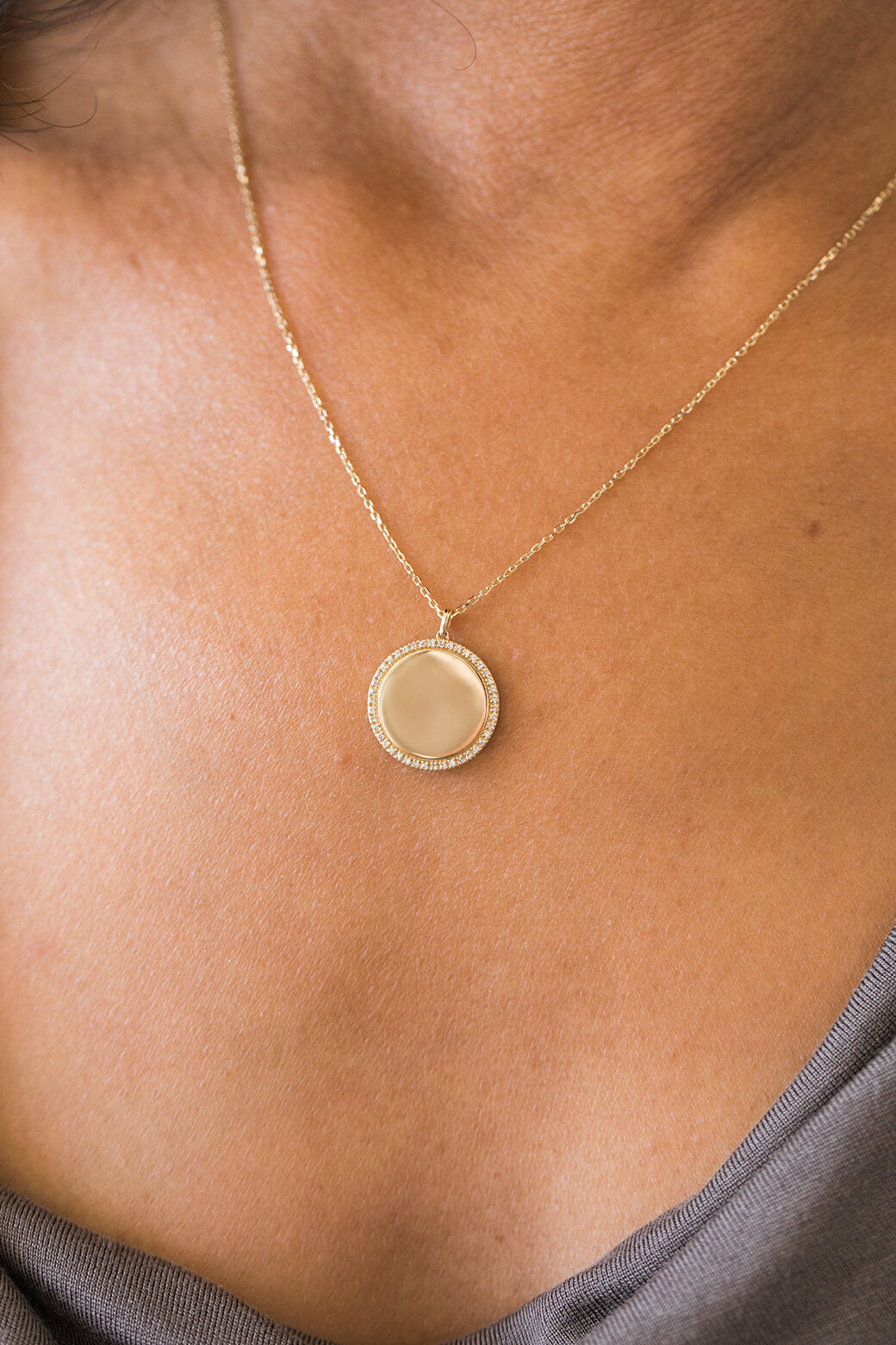 Diamond Accented Disc Pendant