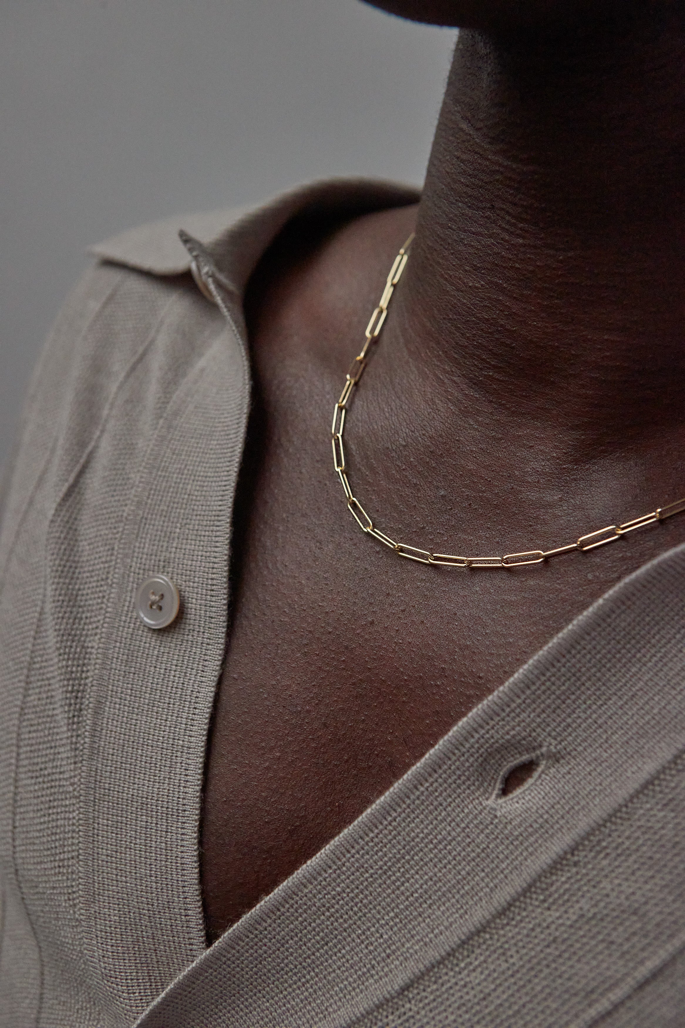 Elongated Paperclip Link Necklace