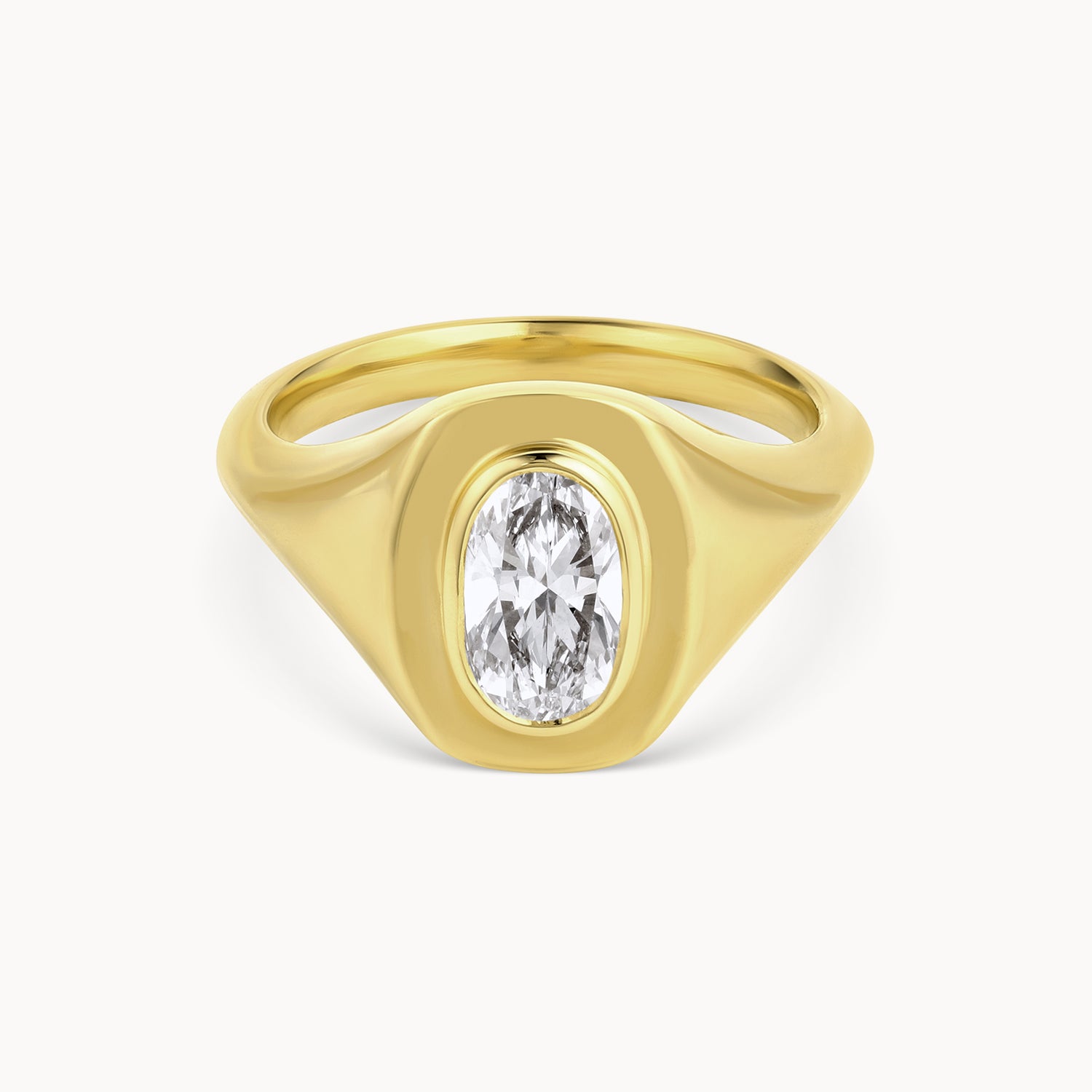 Oval Diamond Signet Ring