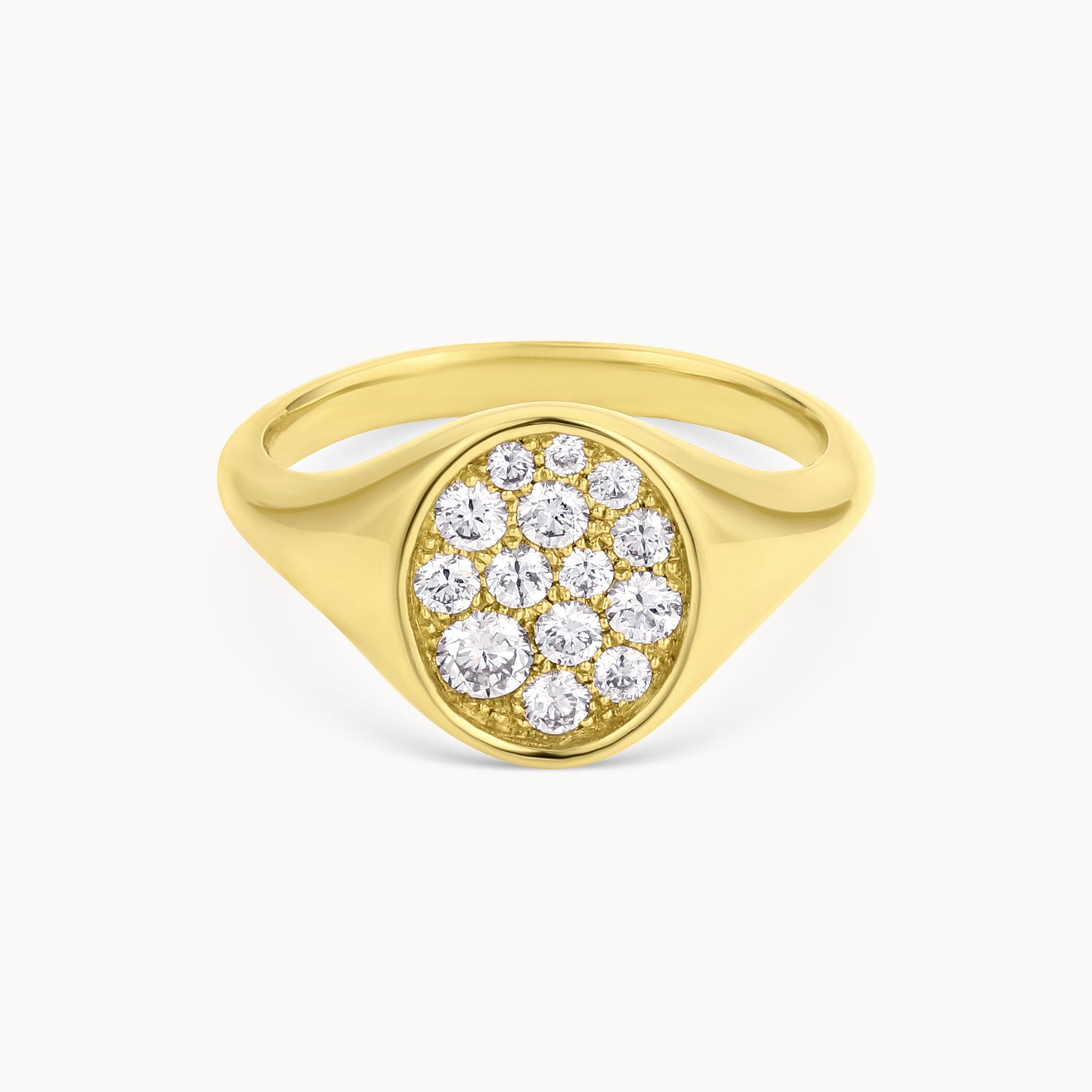 Pave Diamond Cluster Signet Ring