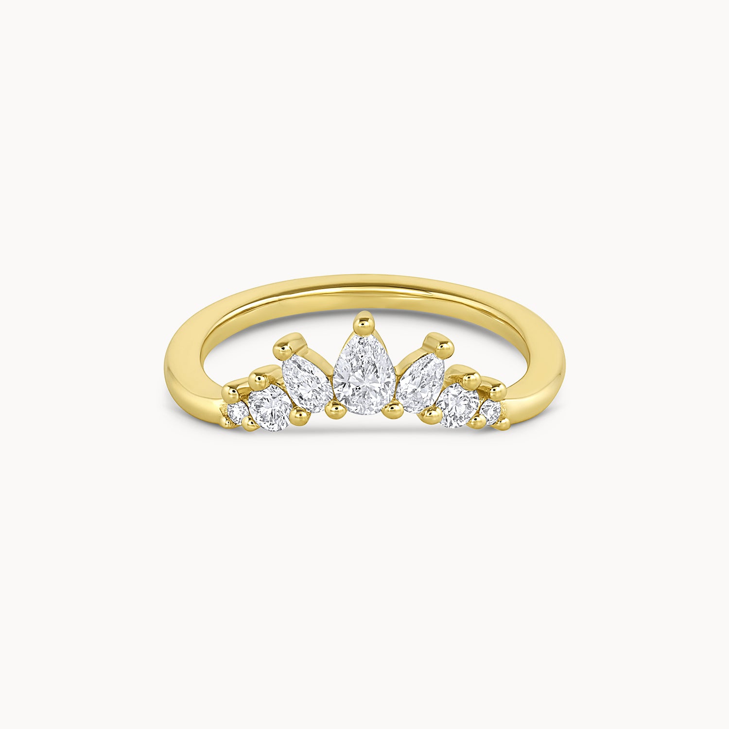 Pear & Round Diamond Contour Band