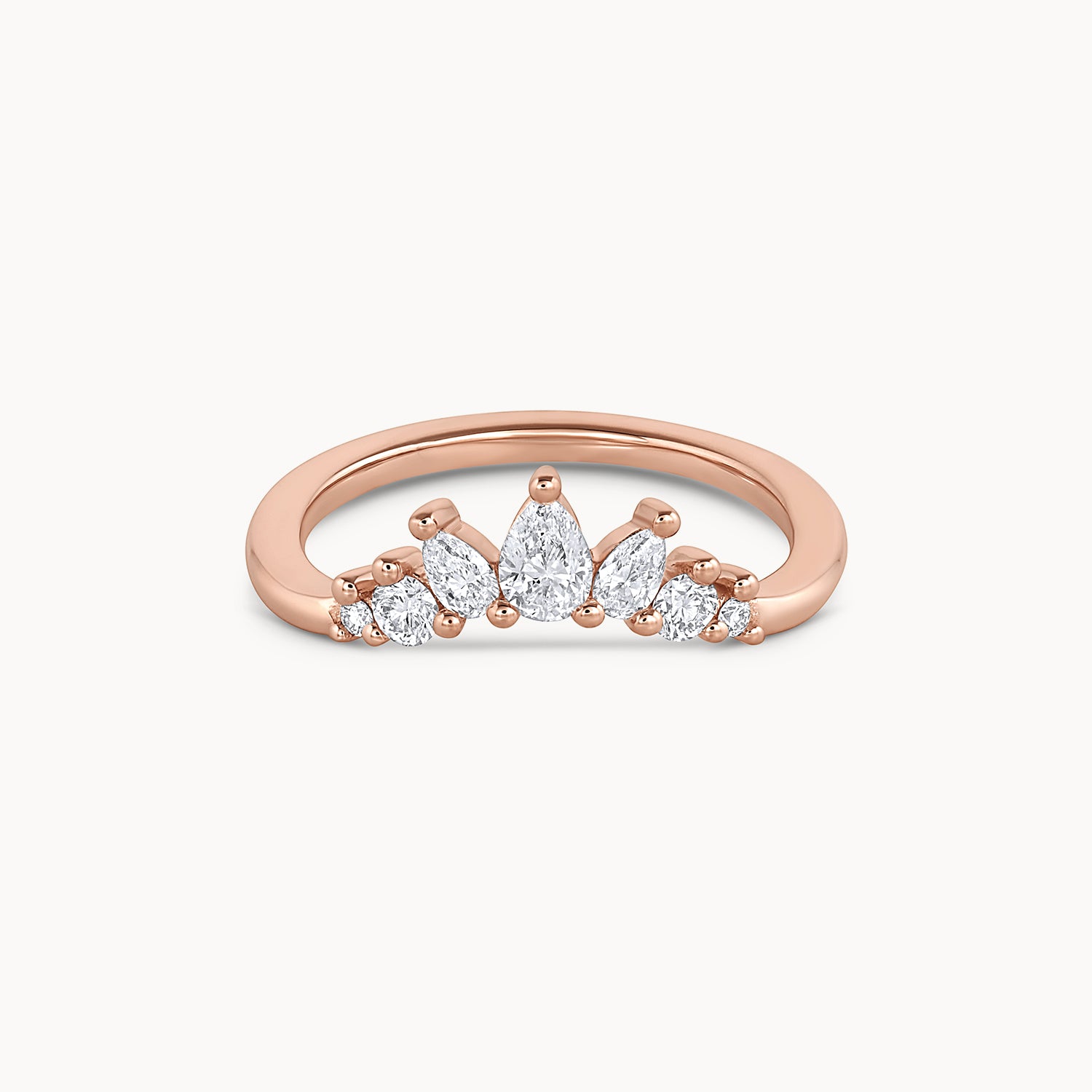 Pear & Round Diamond Contour Band