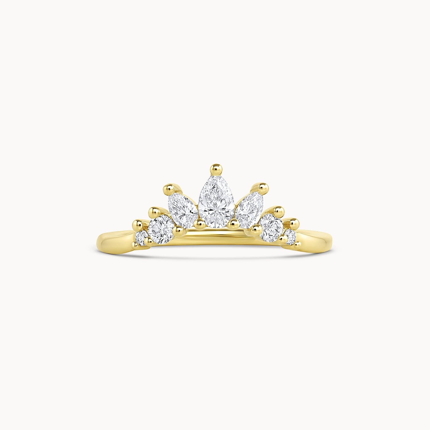 Pear & Round Diamond Contour Band