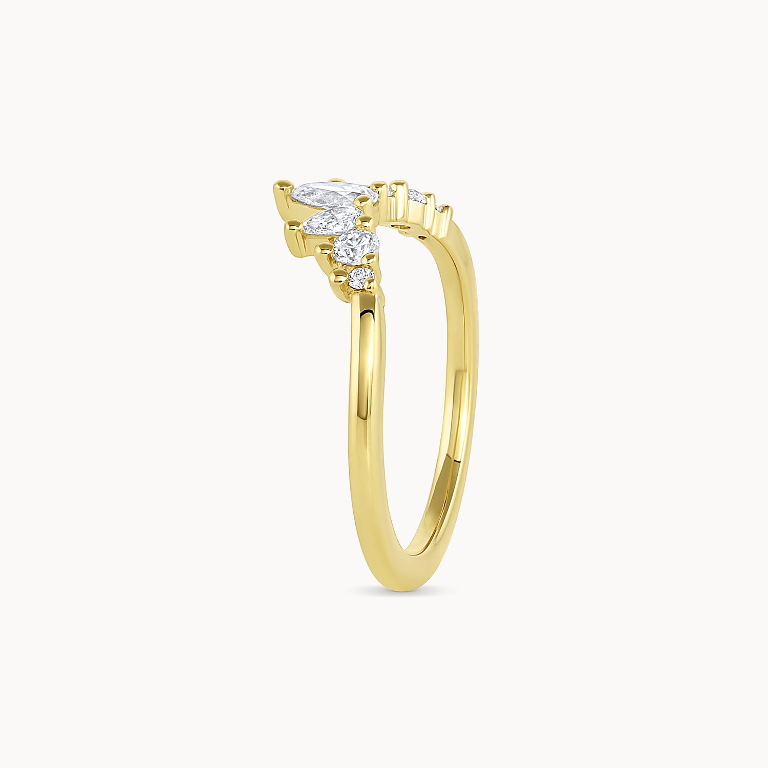 Pear & Round Diamond Contour Band