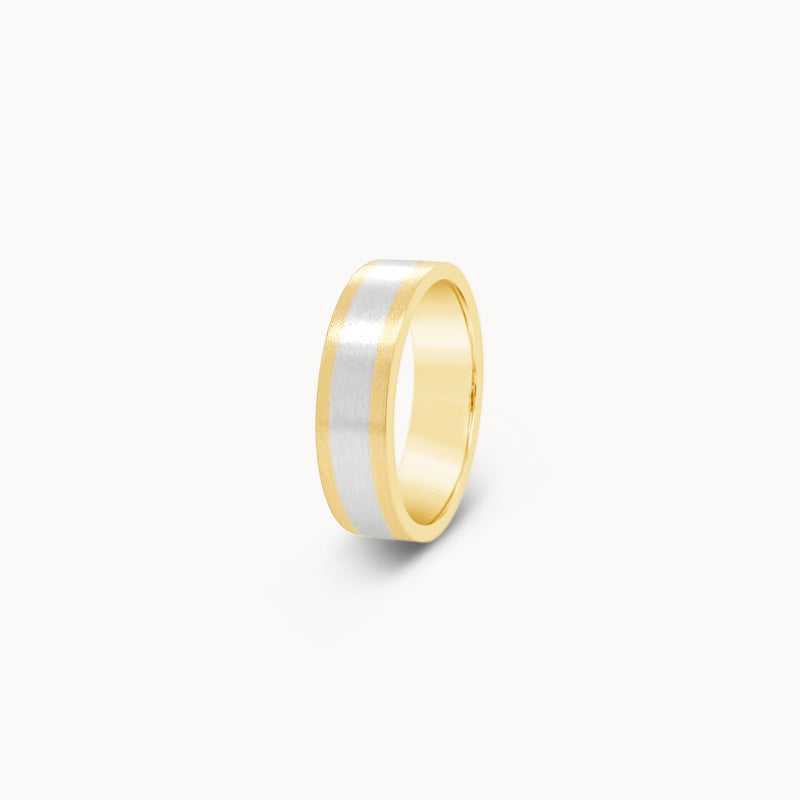 Two Toned Band with Platinum Center & 14k Yellow Gold Edges