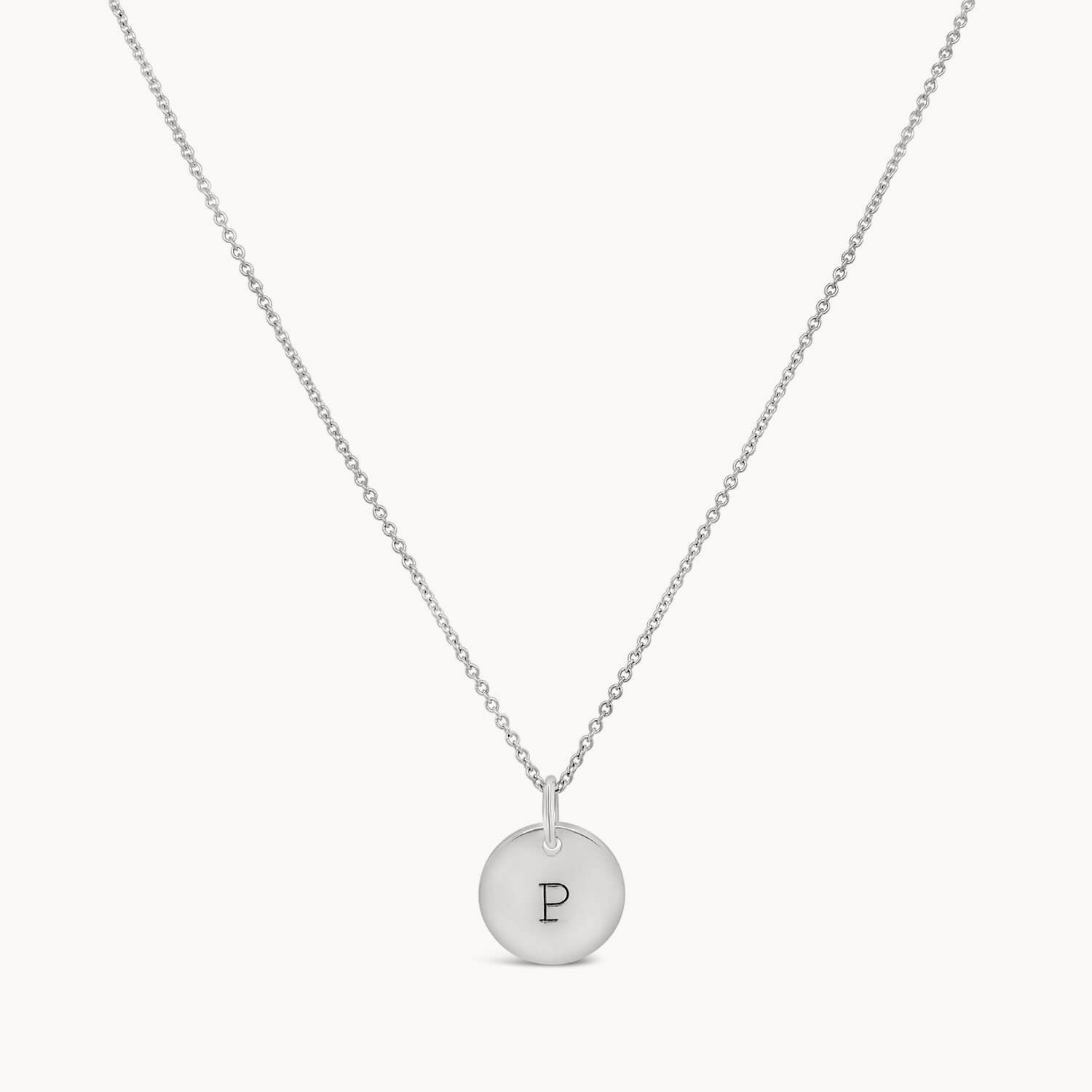 Round Engraved Initial Charm Pendant