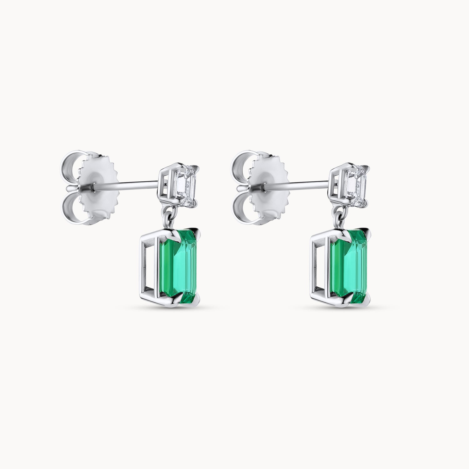 Emerald and Diamond Drop Earrings