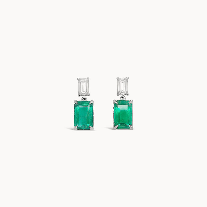 Emerald and Diamond Drop Earrings