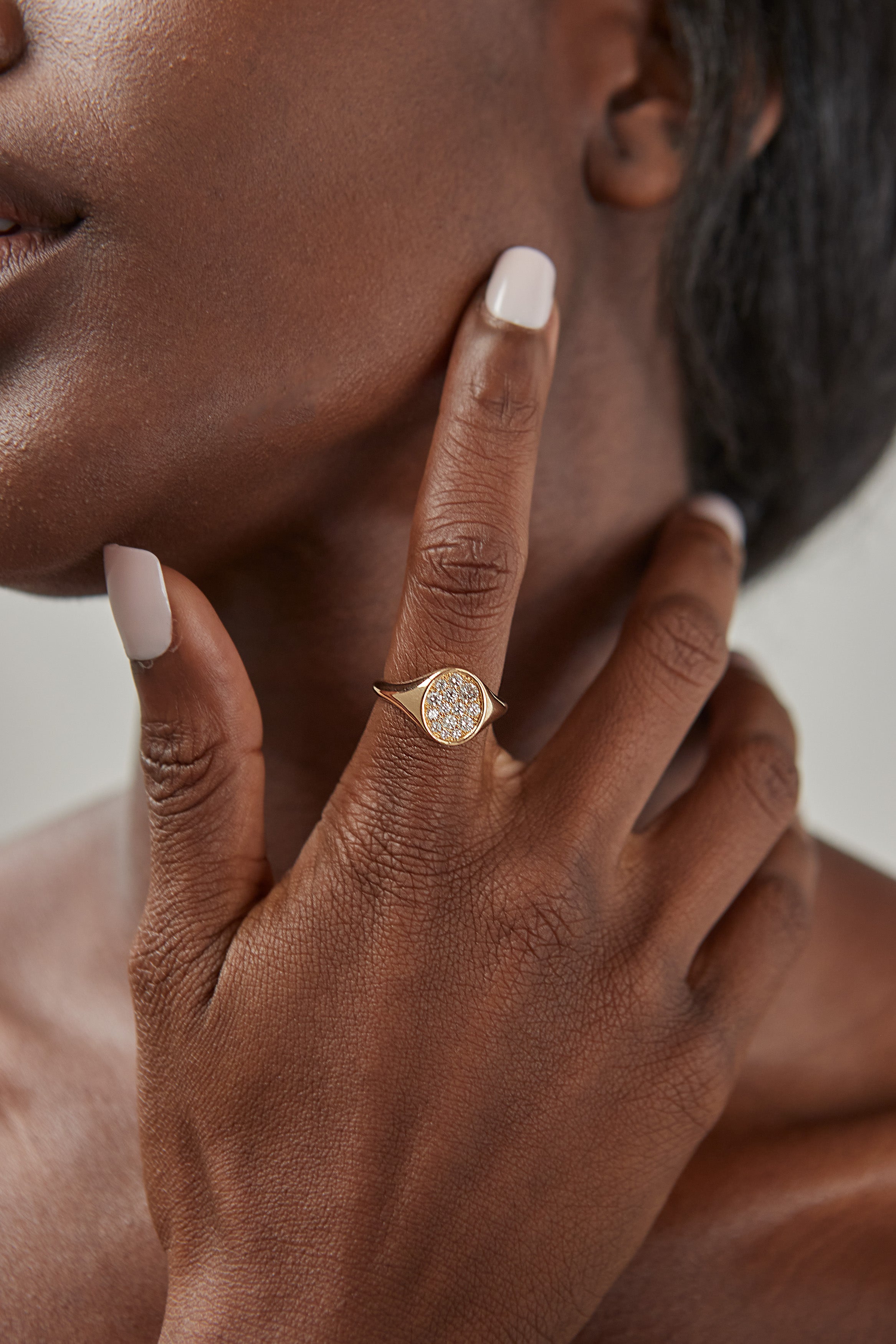 Pave Diamond Cluster Signet Ring