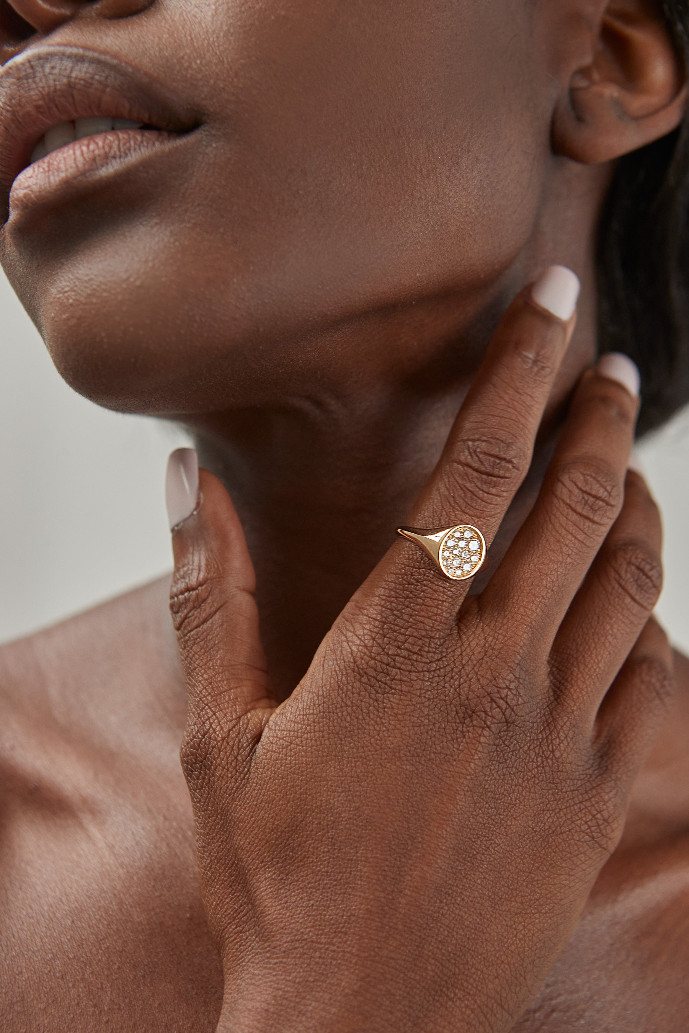 Pave Diamond Cluster Signet Ring