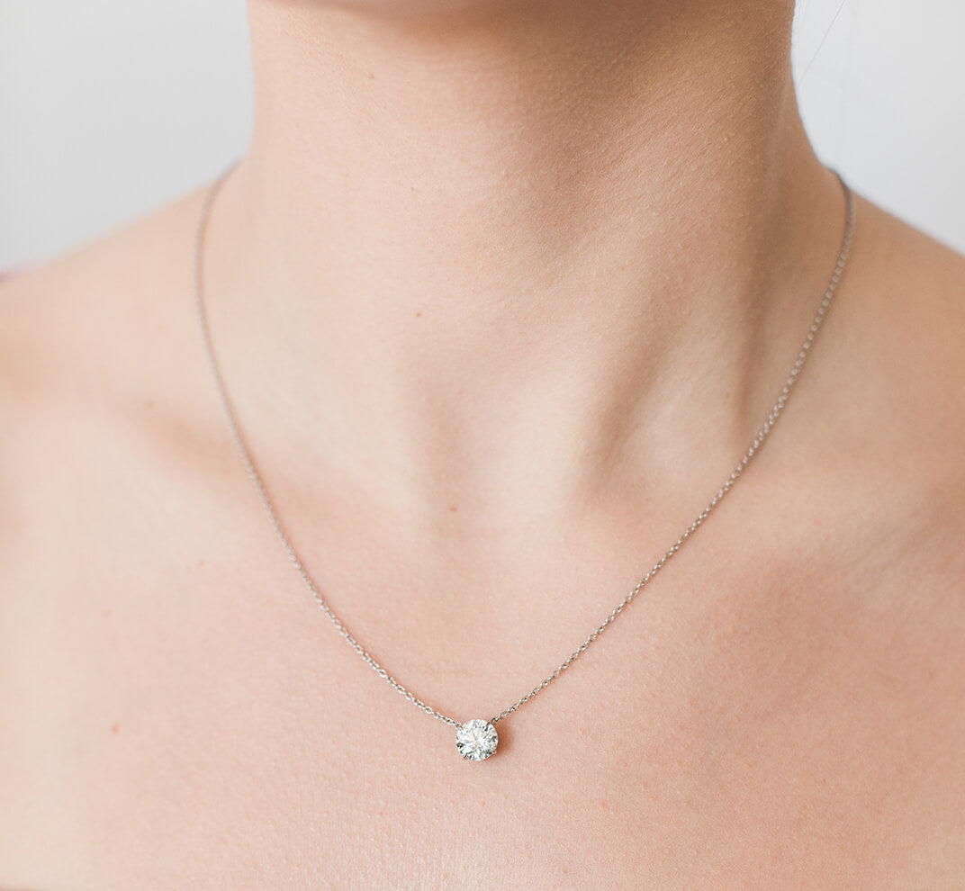 Floating Solitaire Pendant Necklace