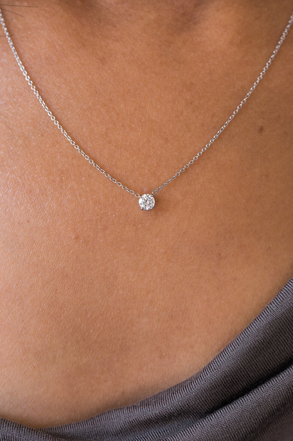 Floating Solitaire Pendant Necklace