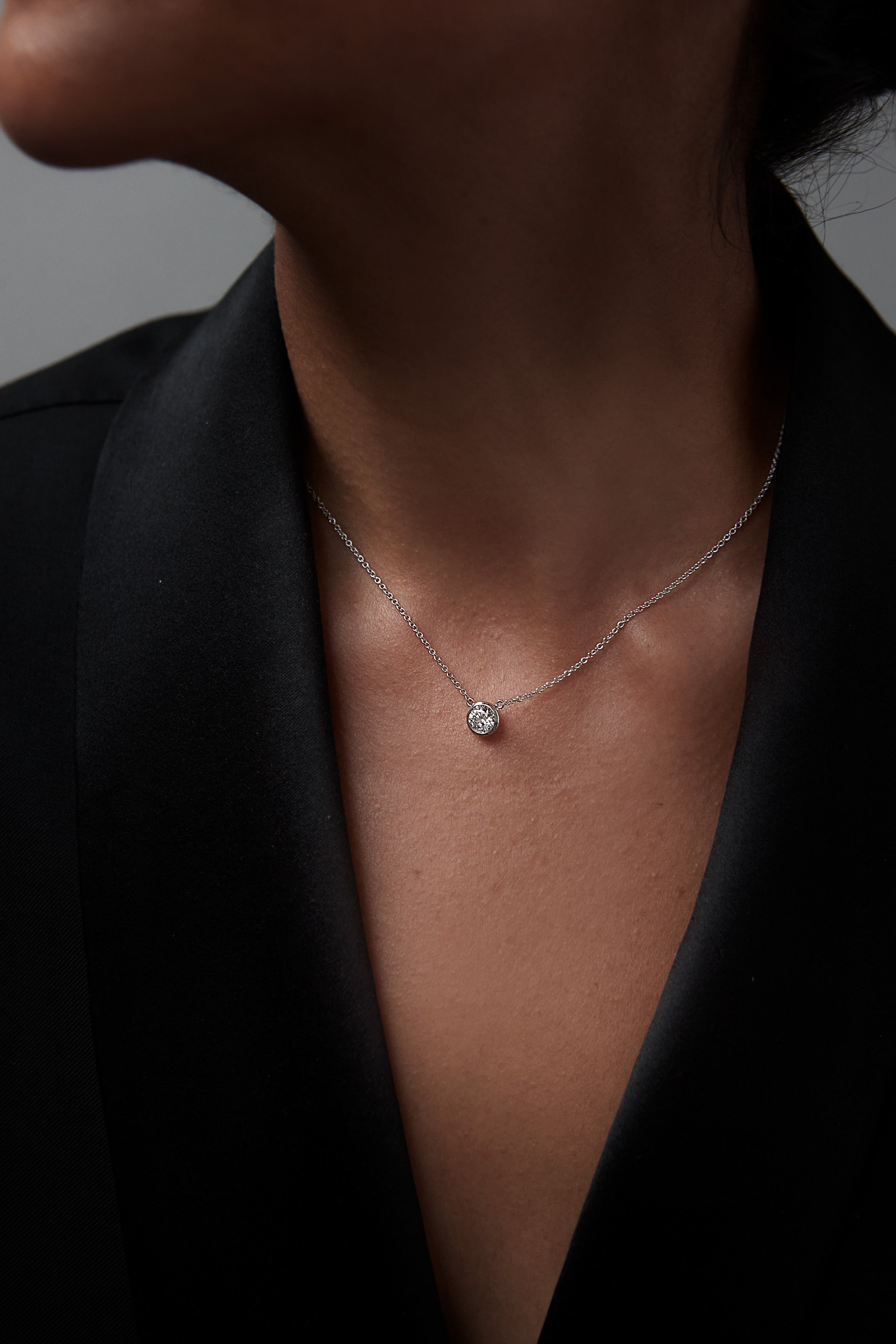 Bezel Set Solitaire Pendant Necklace