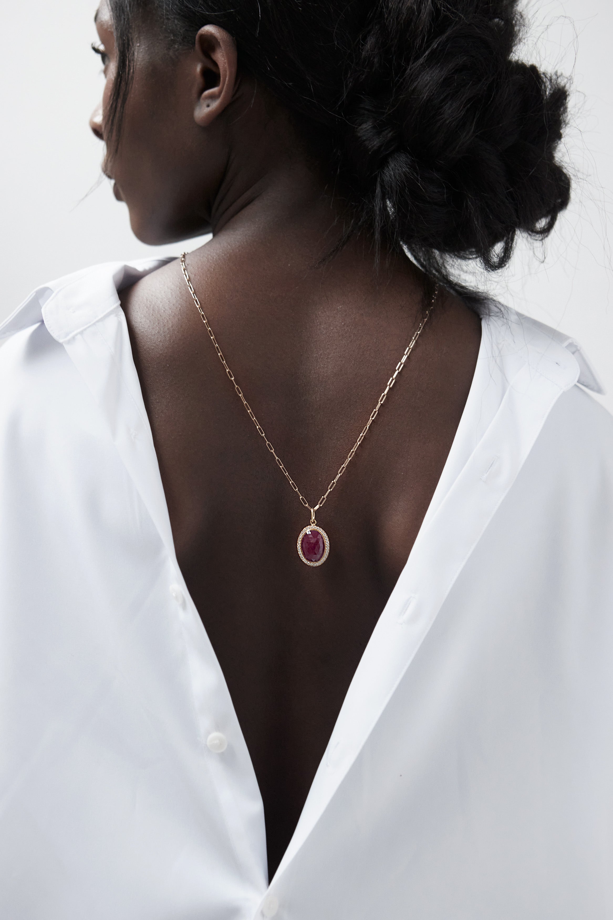 Rose Cut Ruby & Diamond Pendant