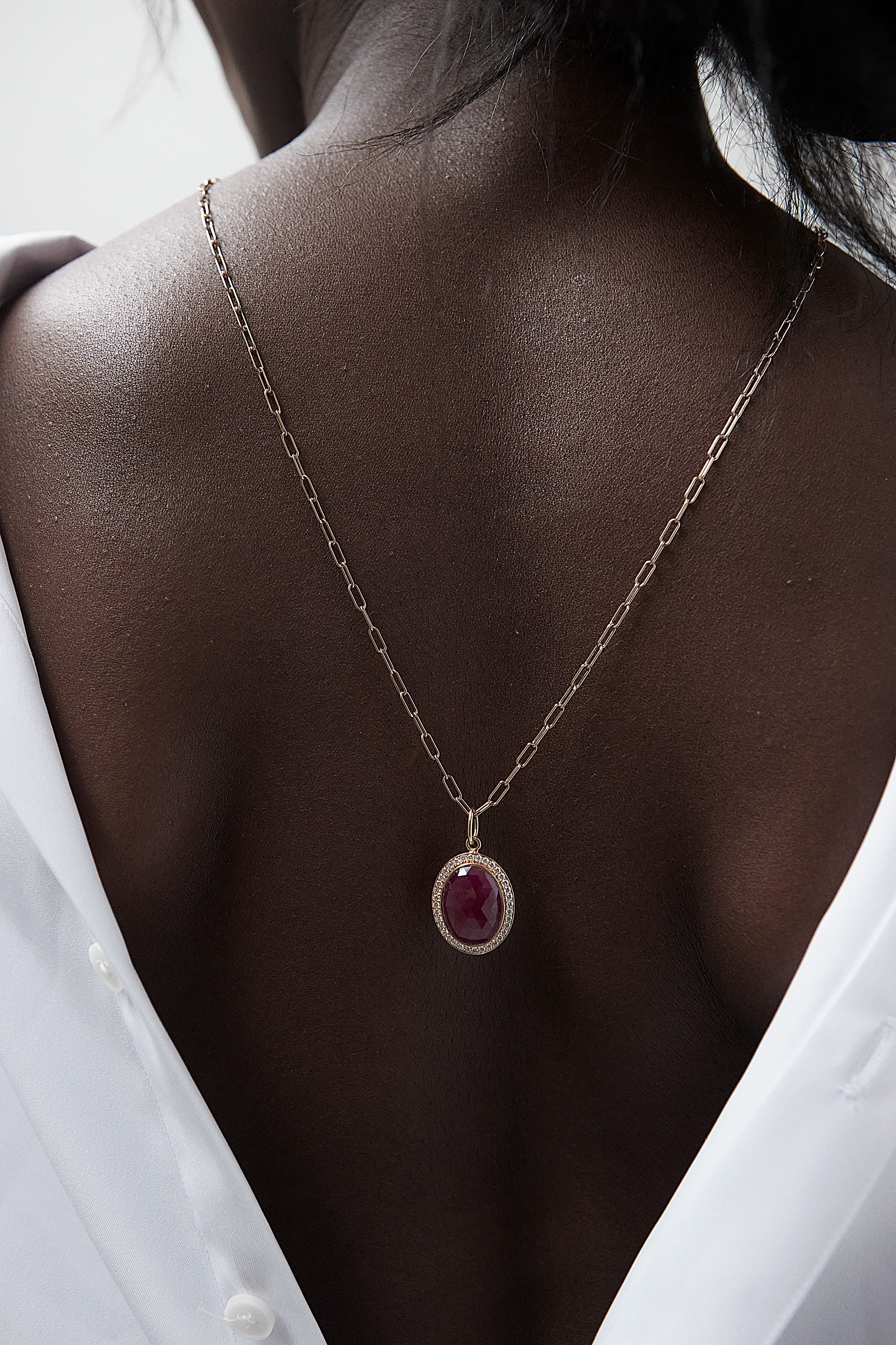 Rose Cut Ruby & Diamond Pendant