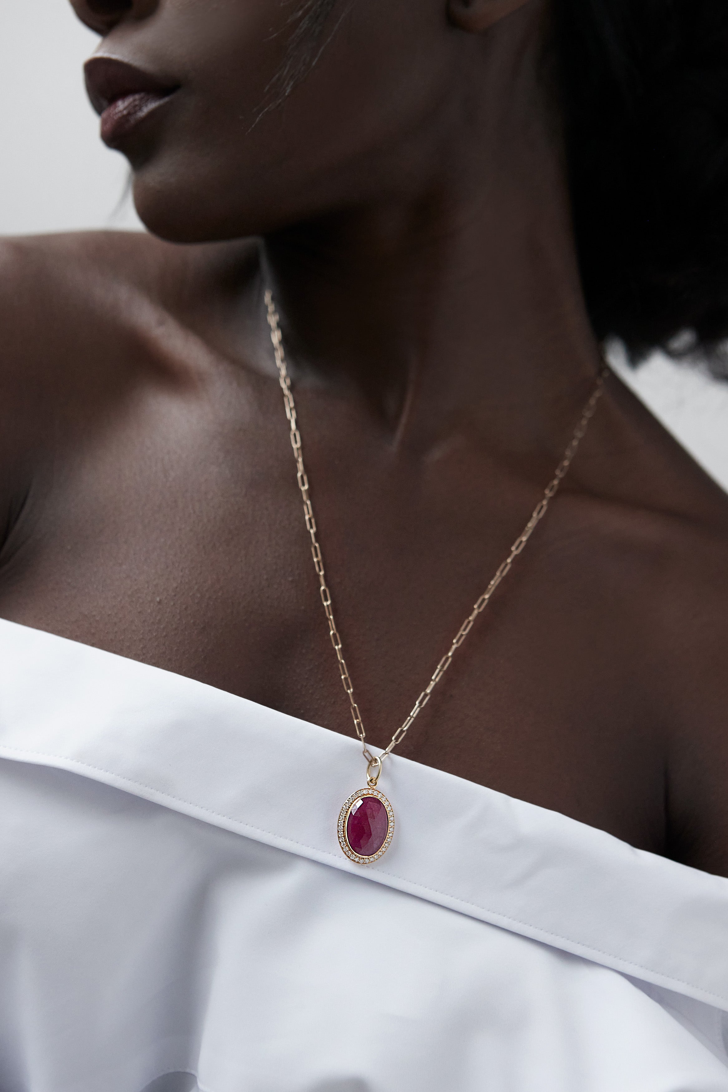 Rose Cut Ruby & Diamond Pendant