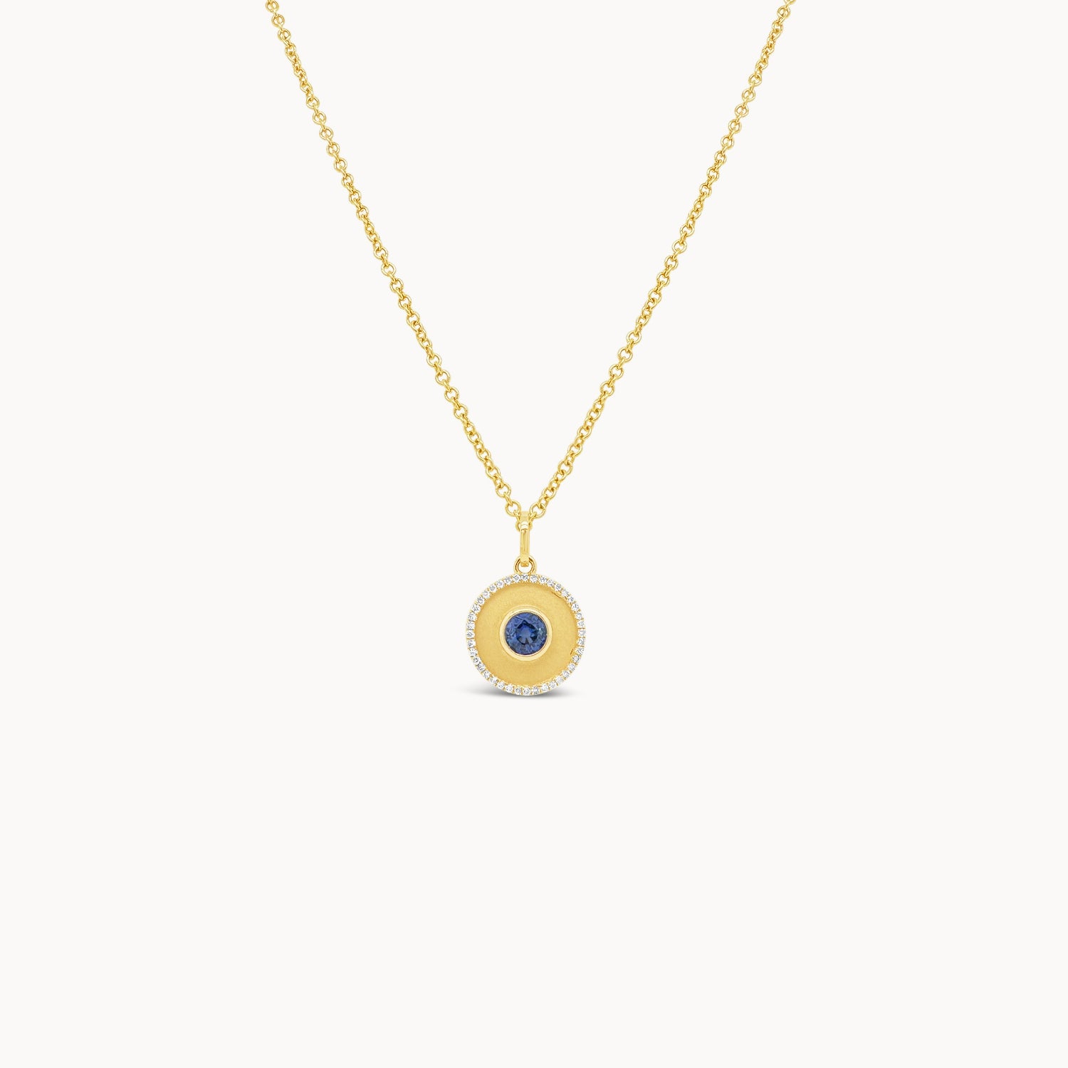 Sapphire & Diamond Disc Pendant