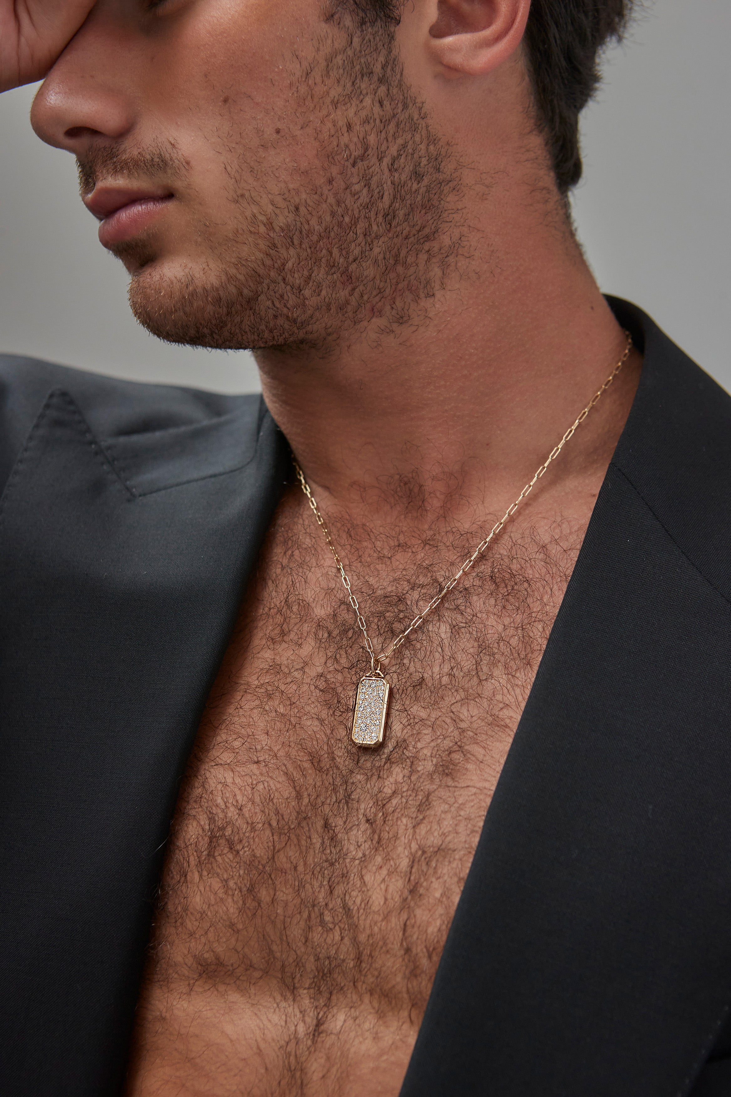 Pave Diamond Cluster Dog Tag Pendant