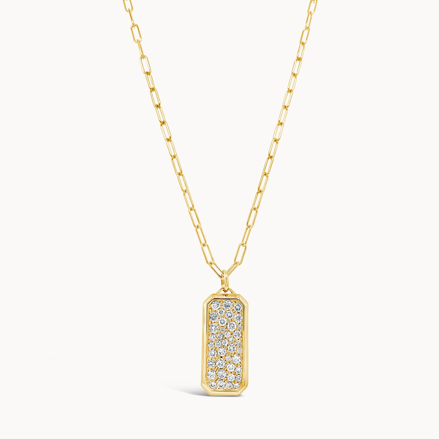 Pave Diamond Cluster Dog Tag Pendant