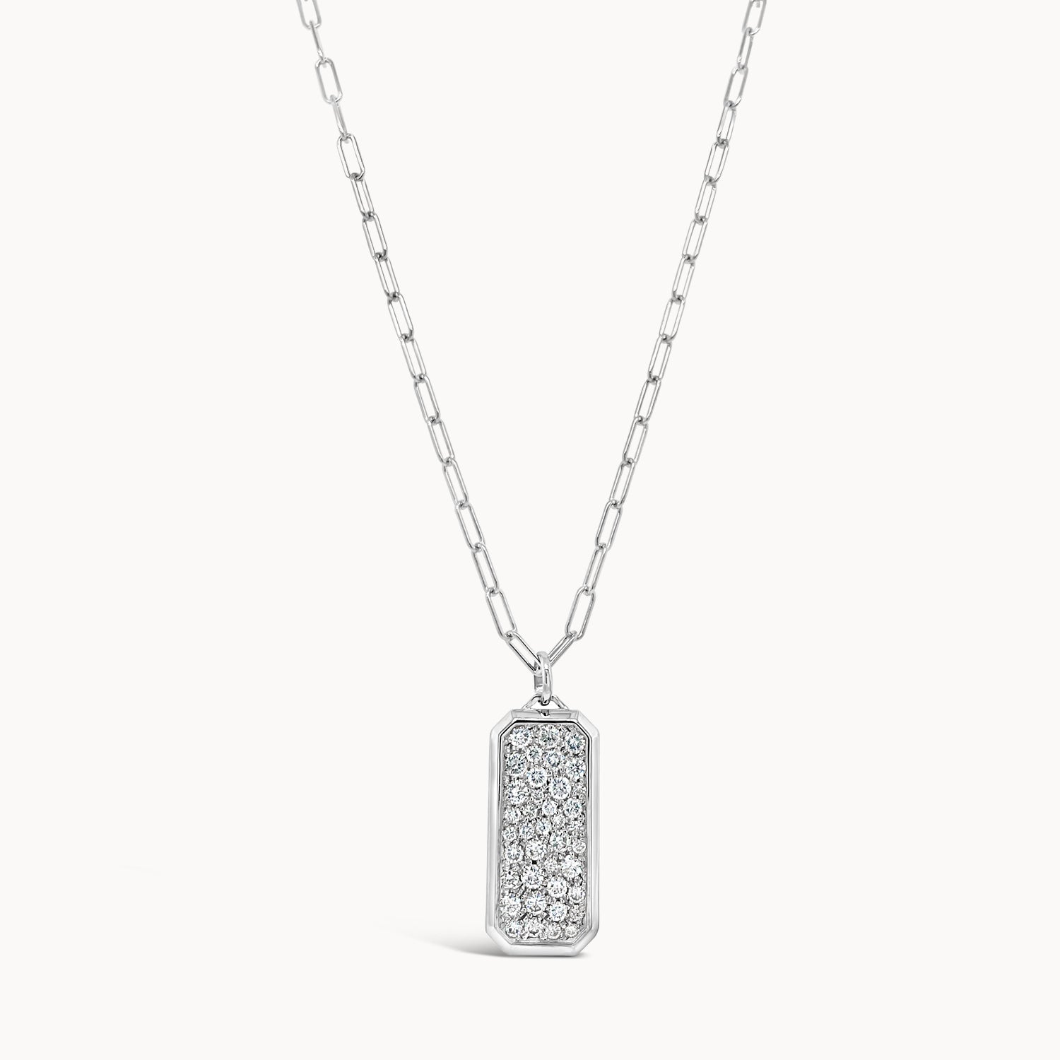 Pave Diamond Cluster Dog Tag Pendant