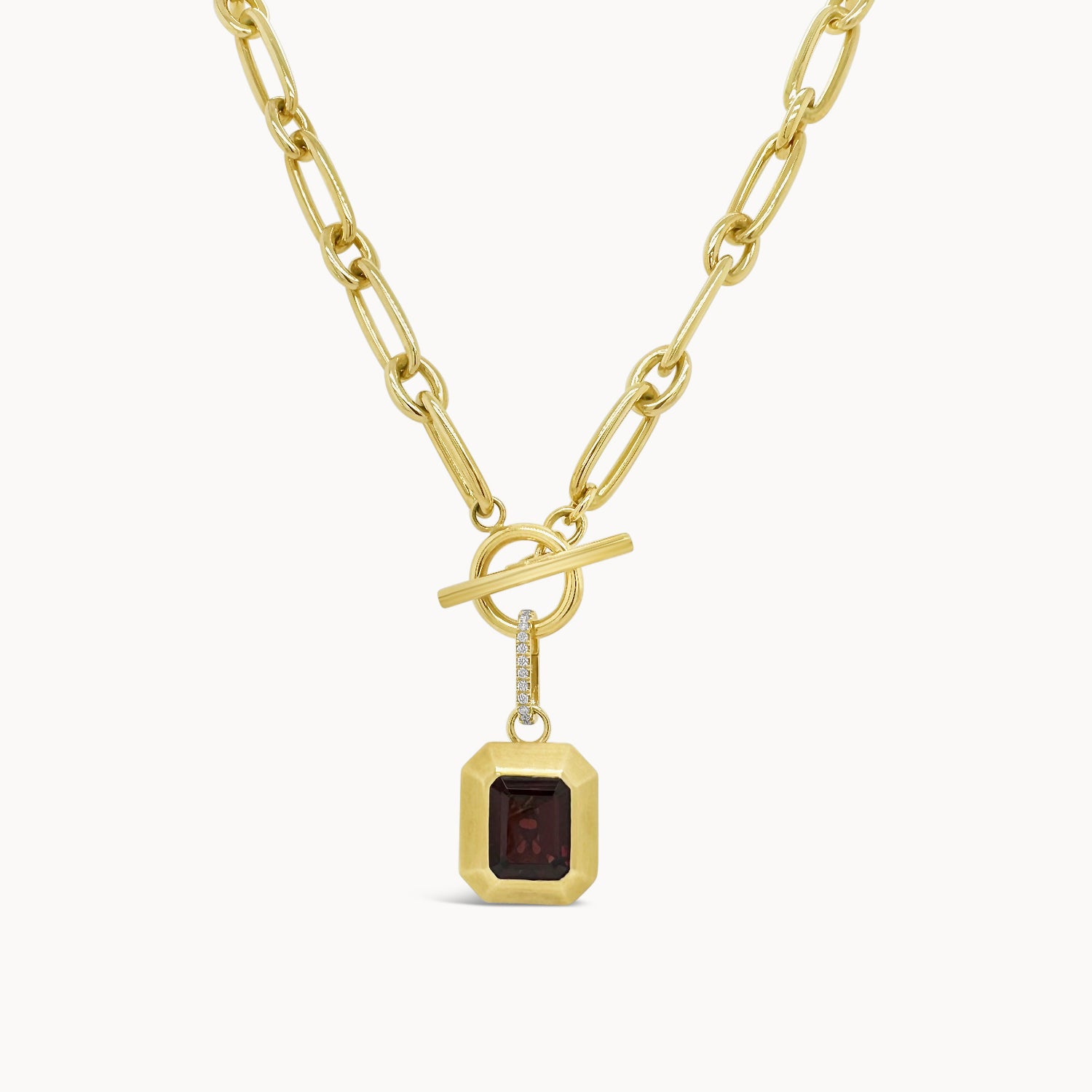 Mozambique Garnet Pendant & Pave Diamond Bail