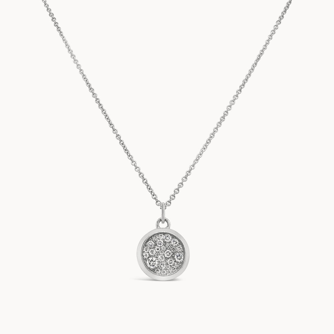 Round Pavé Diamond Disc Pendant