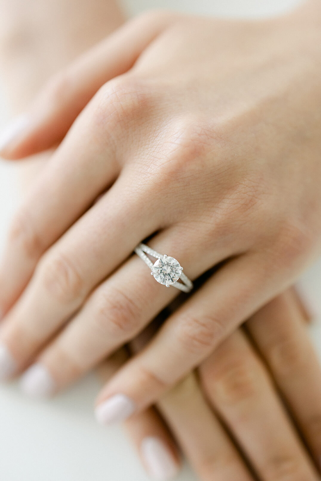 Pavé Split Shank Diamond Engagement Ring