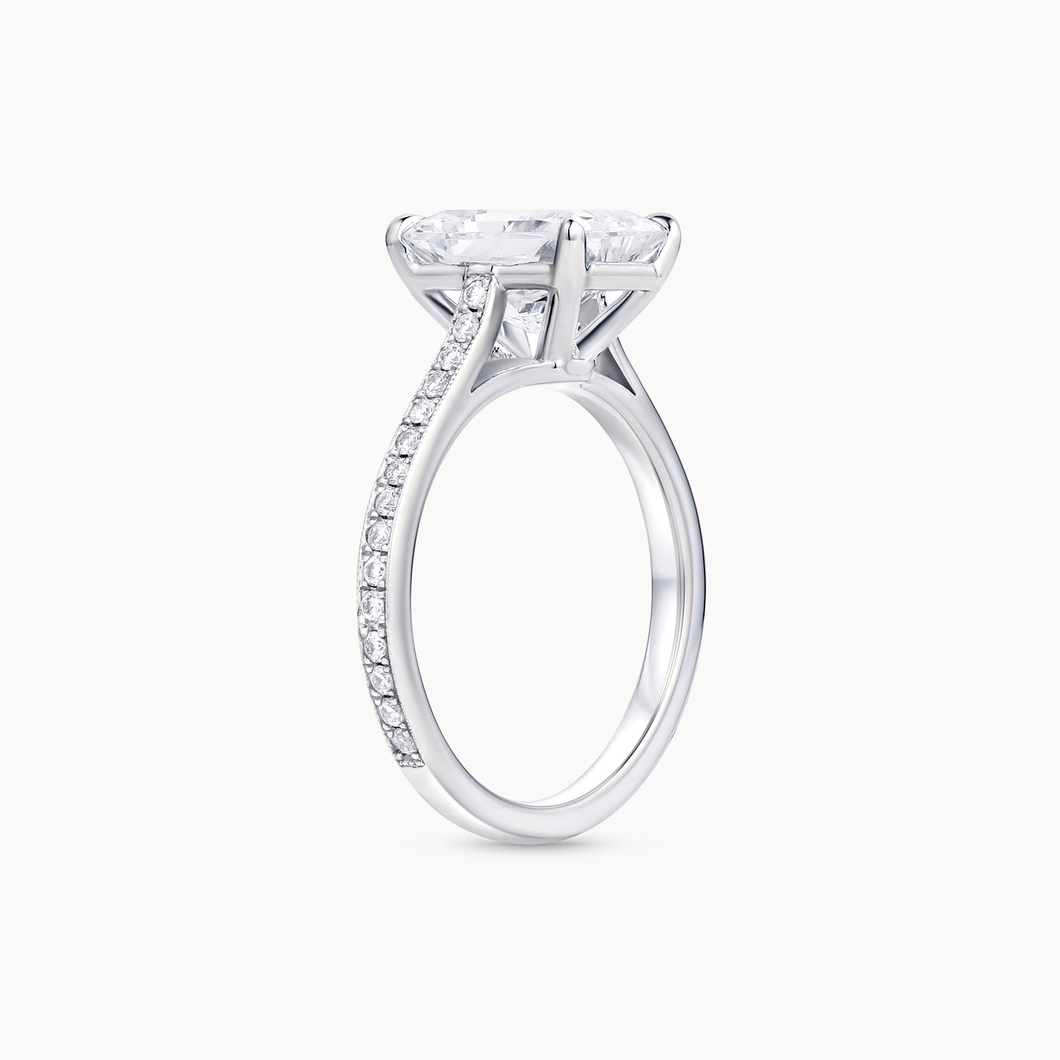 Radiant Cathedral Pavé Diamond Engagement Ring