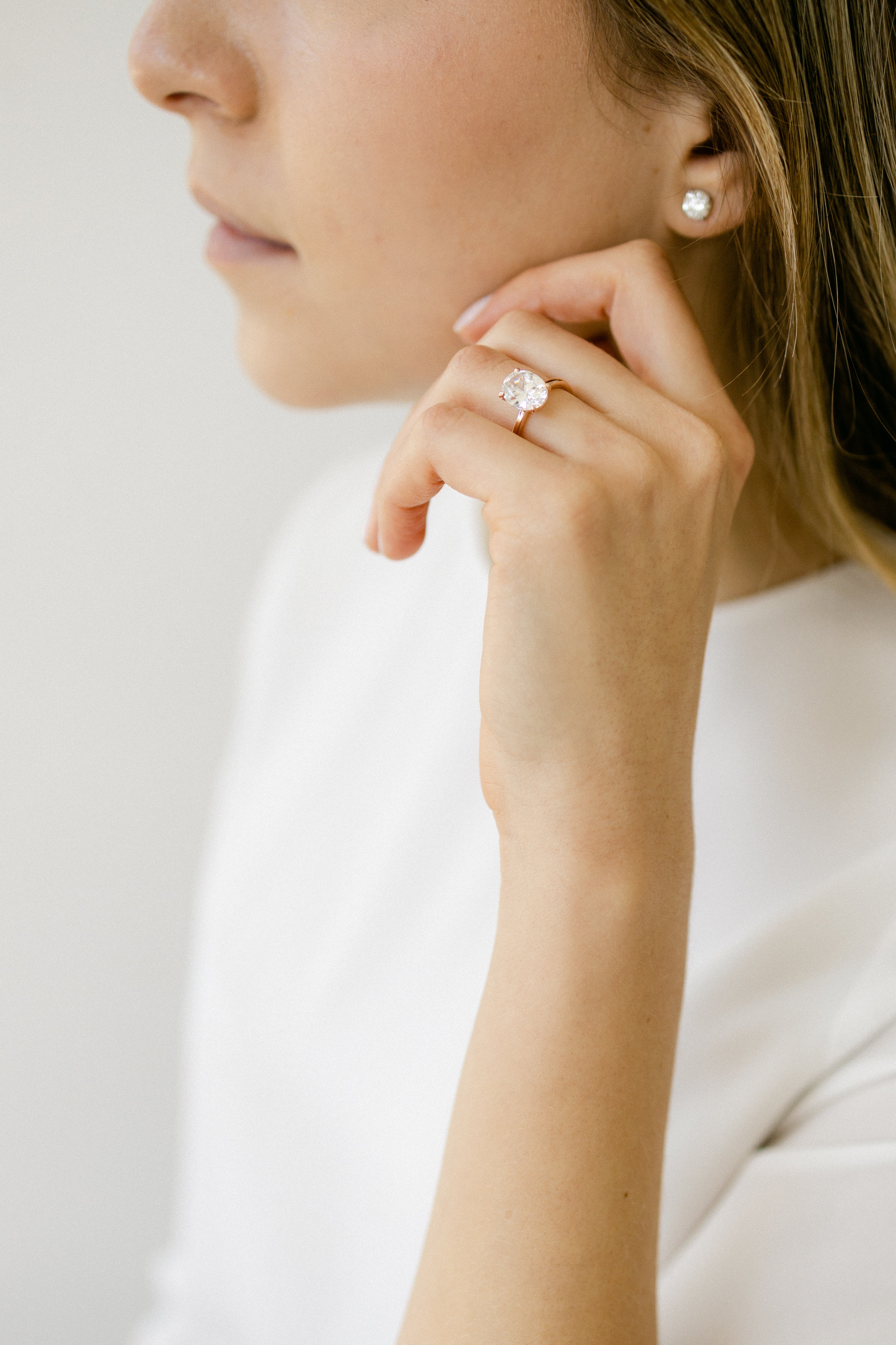 Rose Gold Oval Solitaire Diamond Engagement Ring