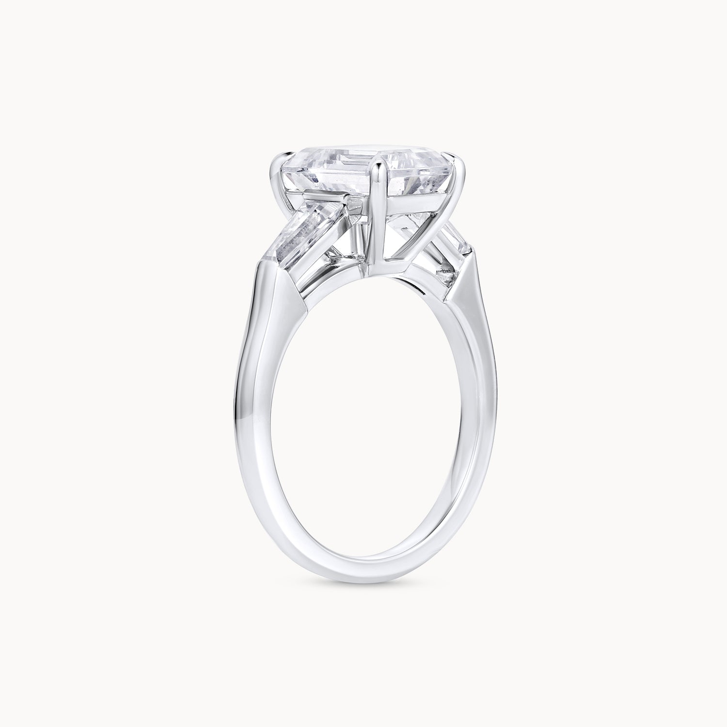 Three Stone Emerald Cut Diamond Engagement Ring