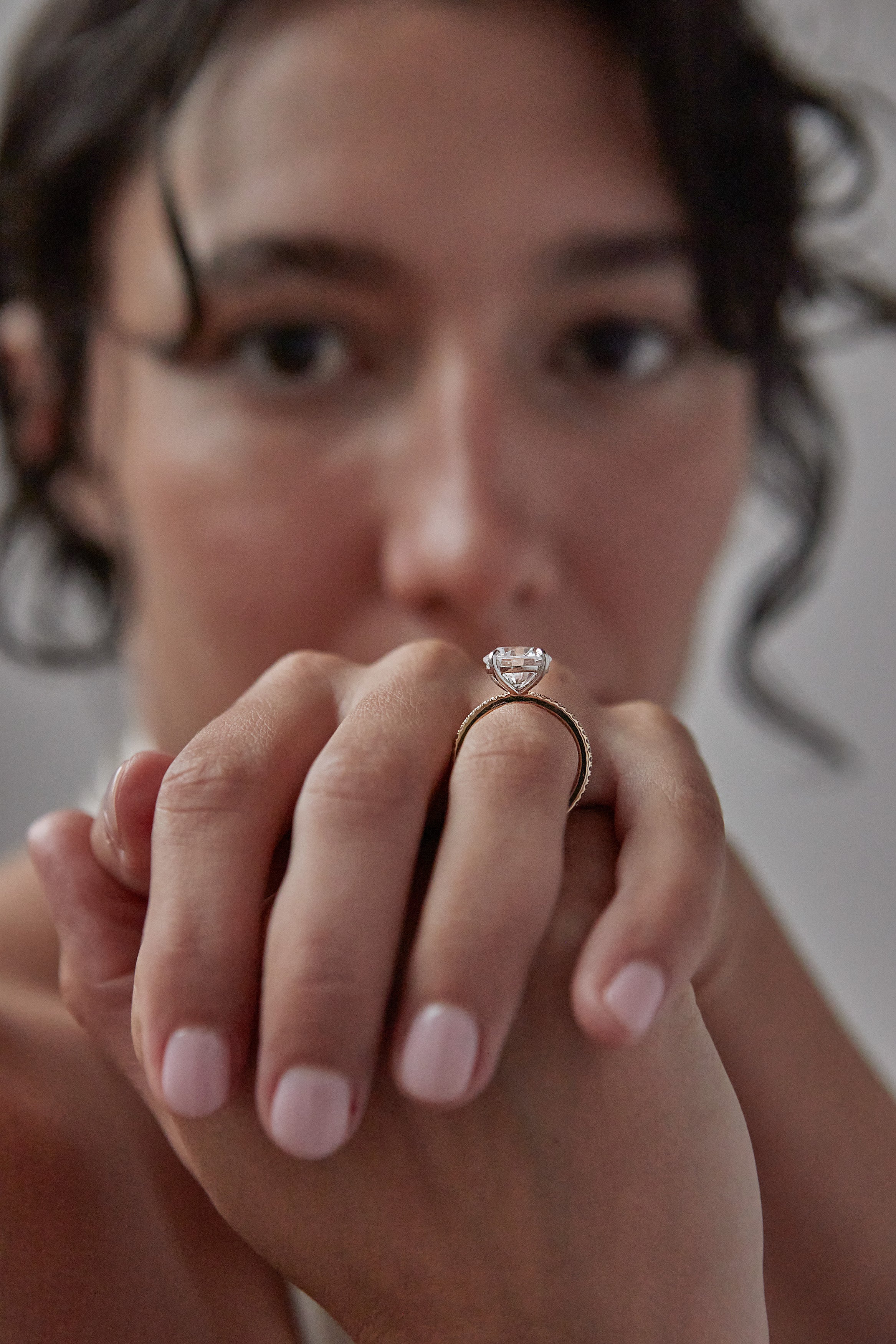 Two Tone Round Brilliant Pavé Diamond Engagement Ring