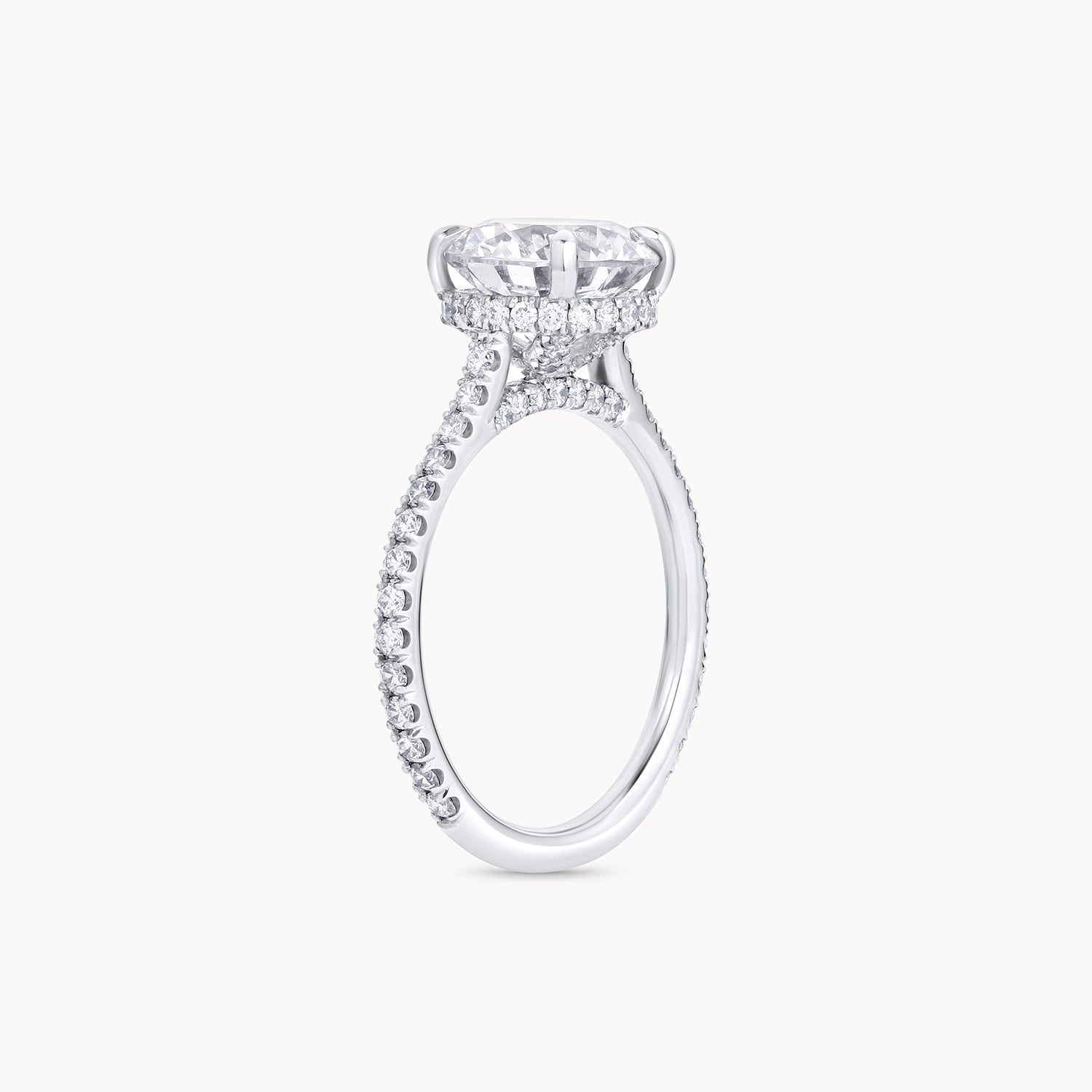 Round Brilliant Hidden Halo Pavé Diamond Engagment Ring