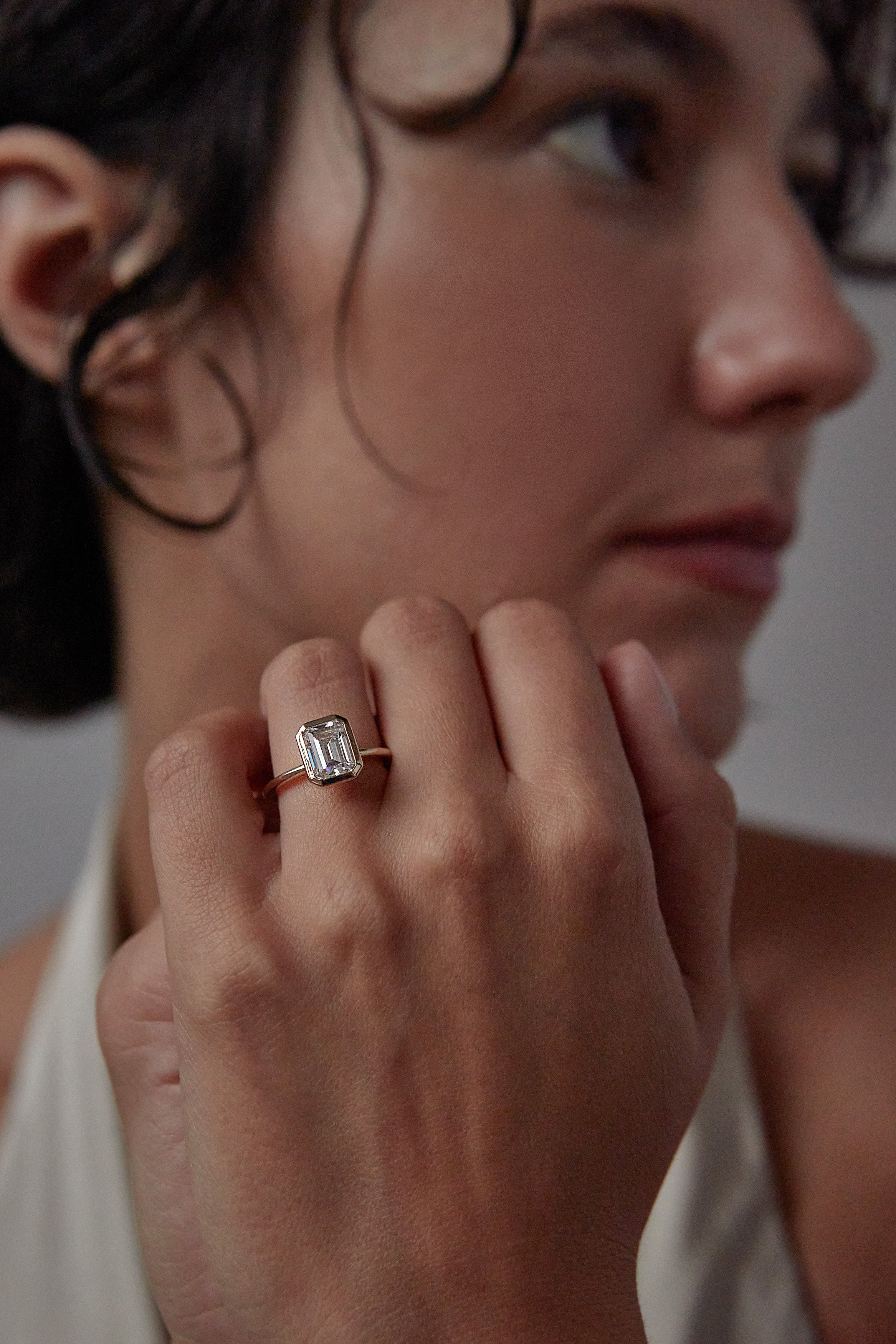 Emerald Cut Bezel Engagement Ring