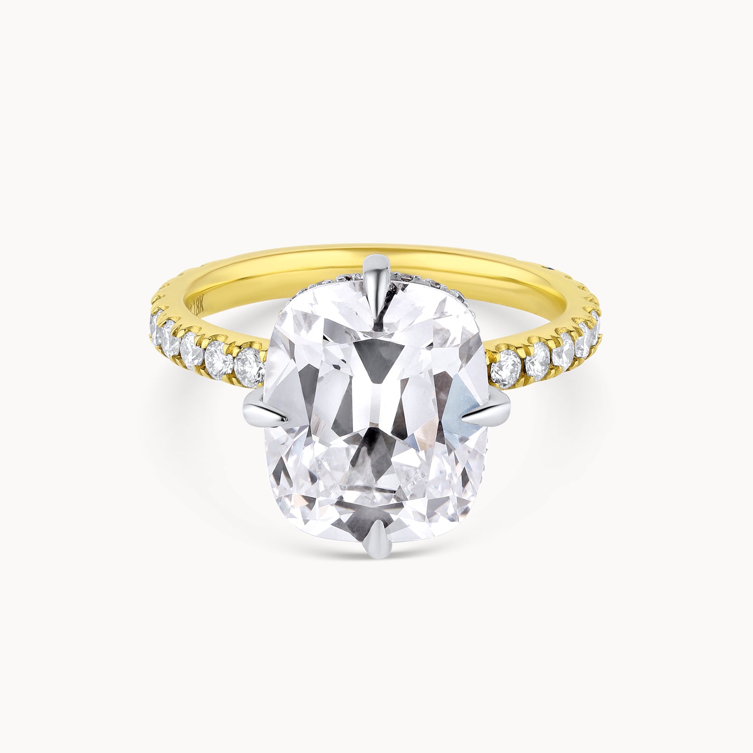 Compass Prong Pavé Diamond Engagement Ring