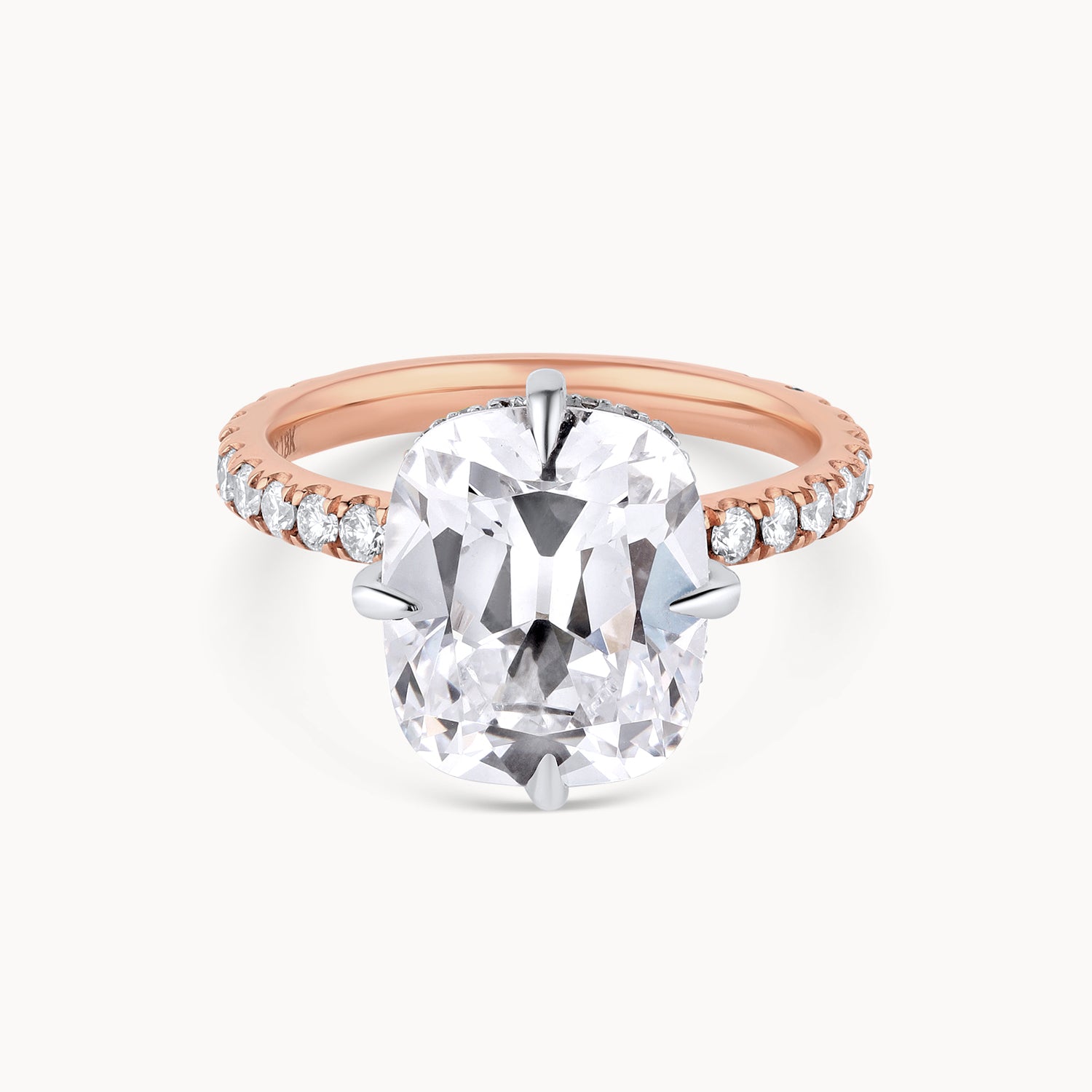 Compass Prong Pavé Diamond Engagement Ring