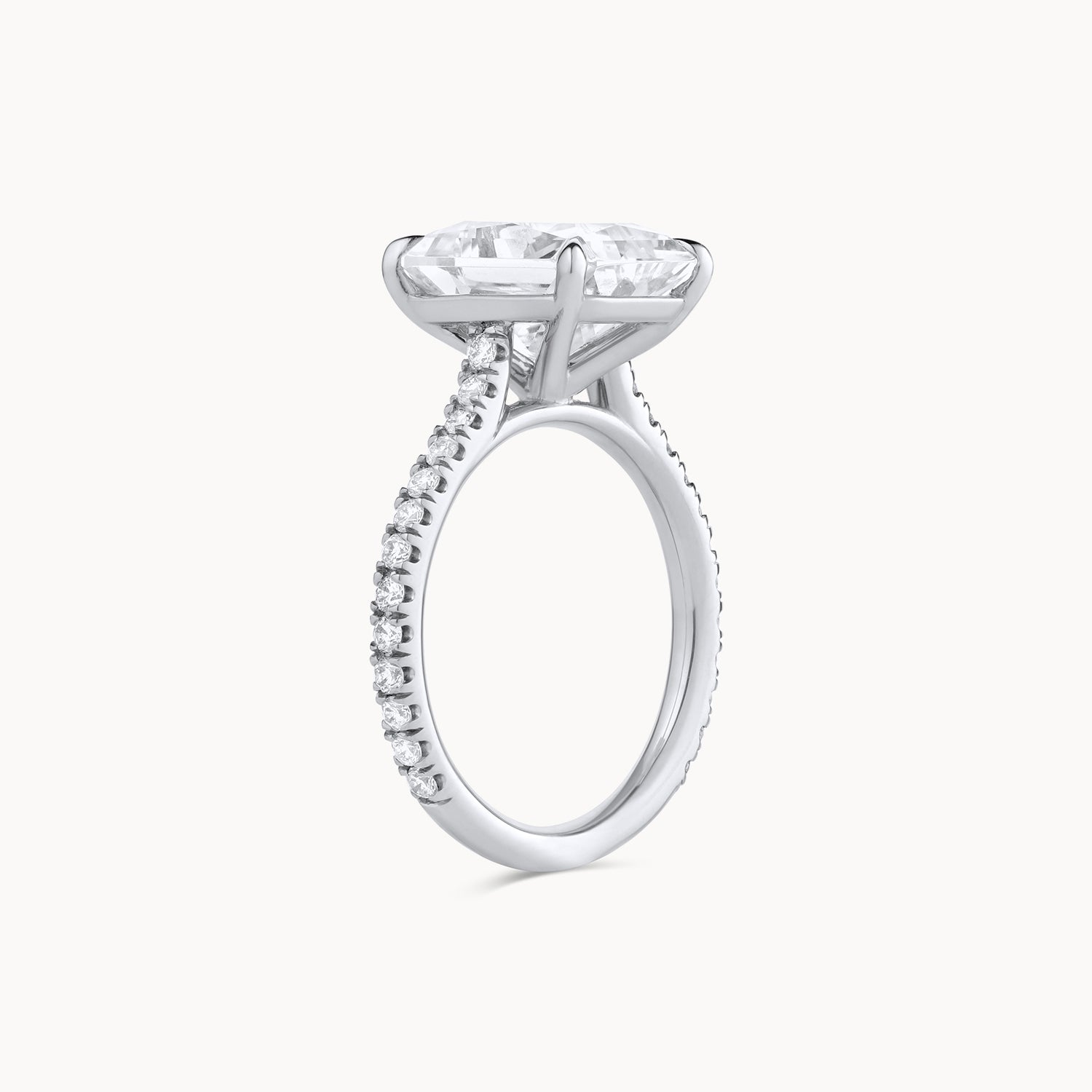 Flush Fit Cathedral Pavé Engagement Ring