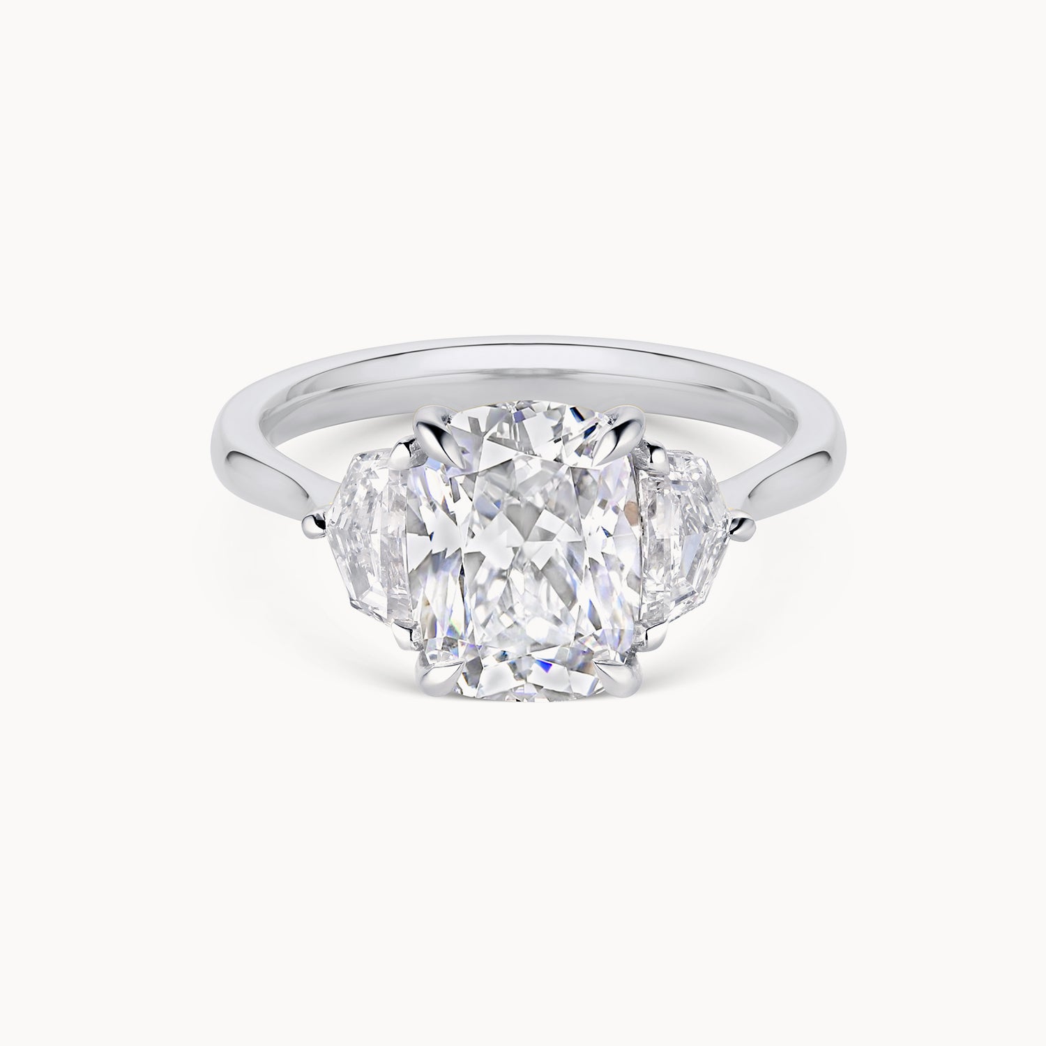 Epaulette Three Stone Diamond Engagement Ring