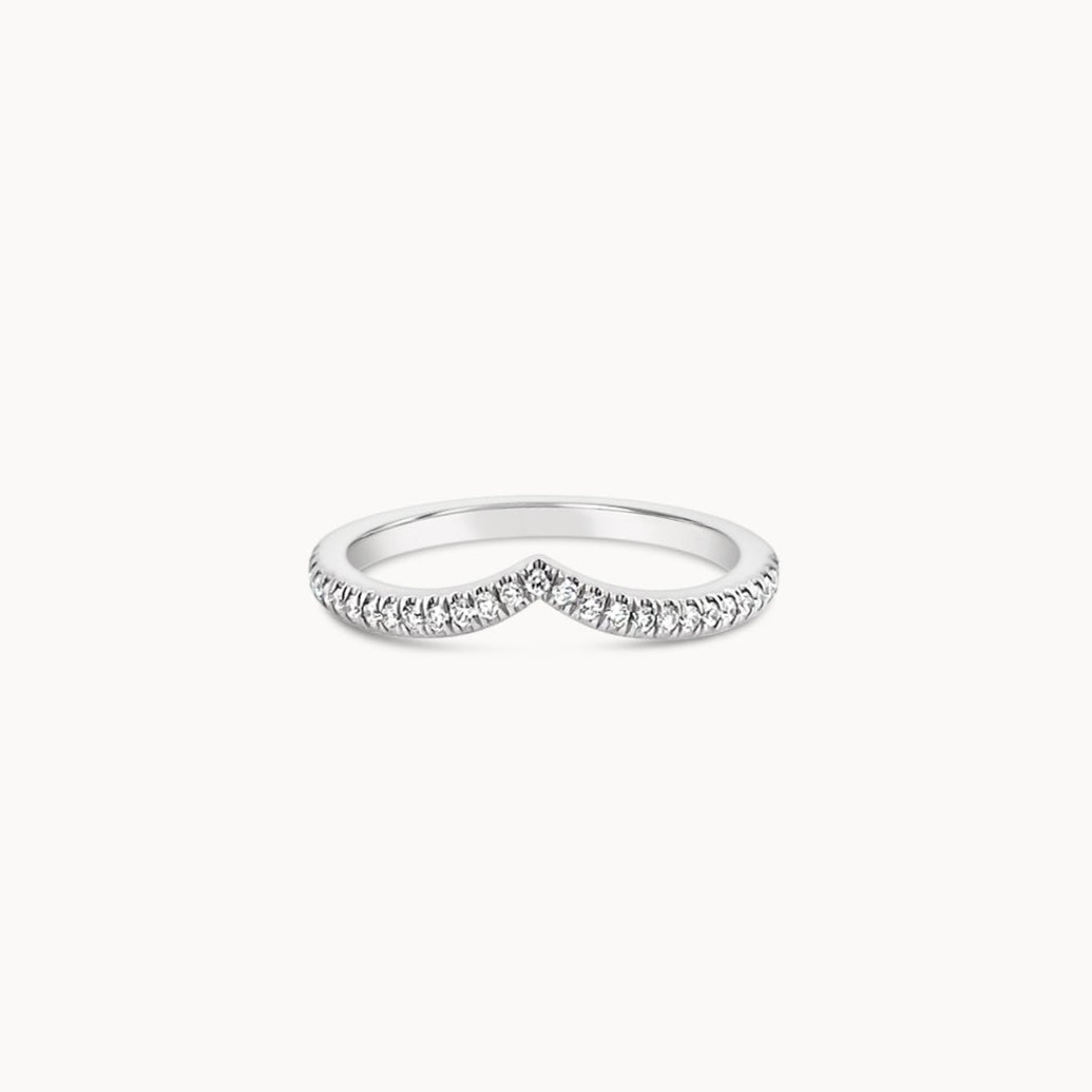 V Ring with Diamonds Halfway