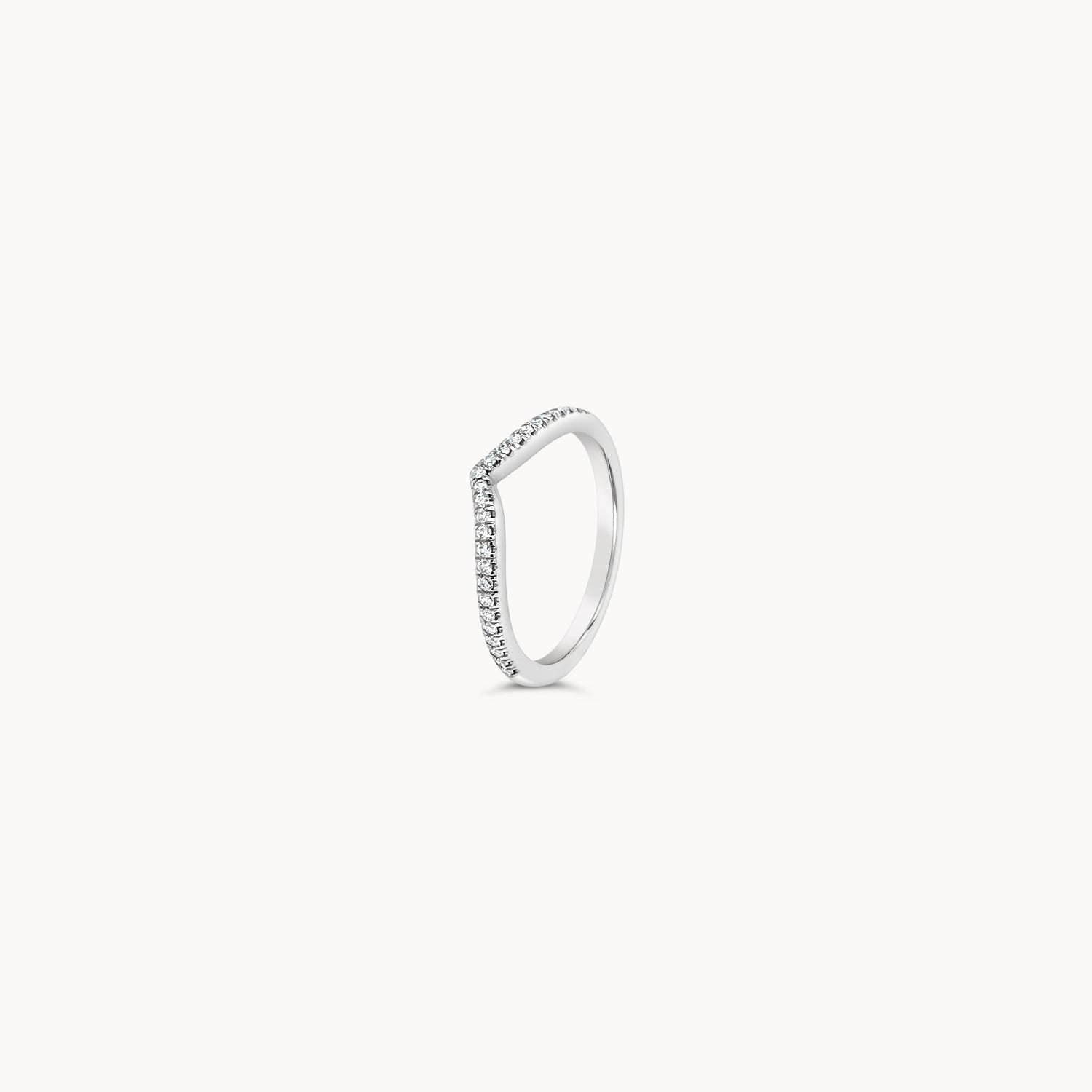 V Ring with Diamonds Halfway