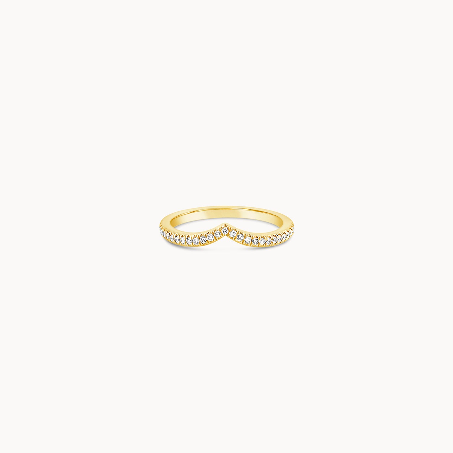 V Ring with Diamonds Halfway