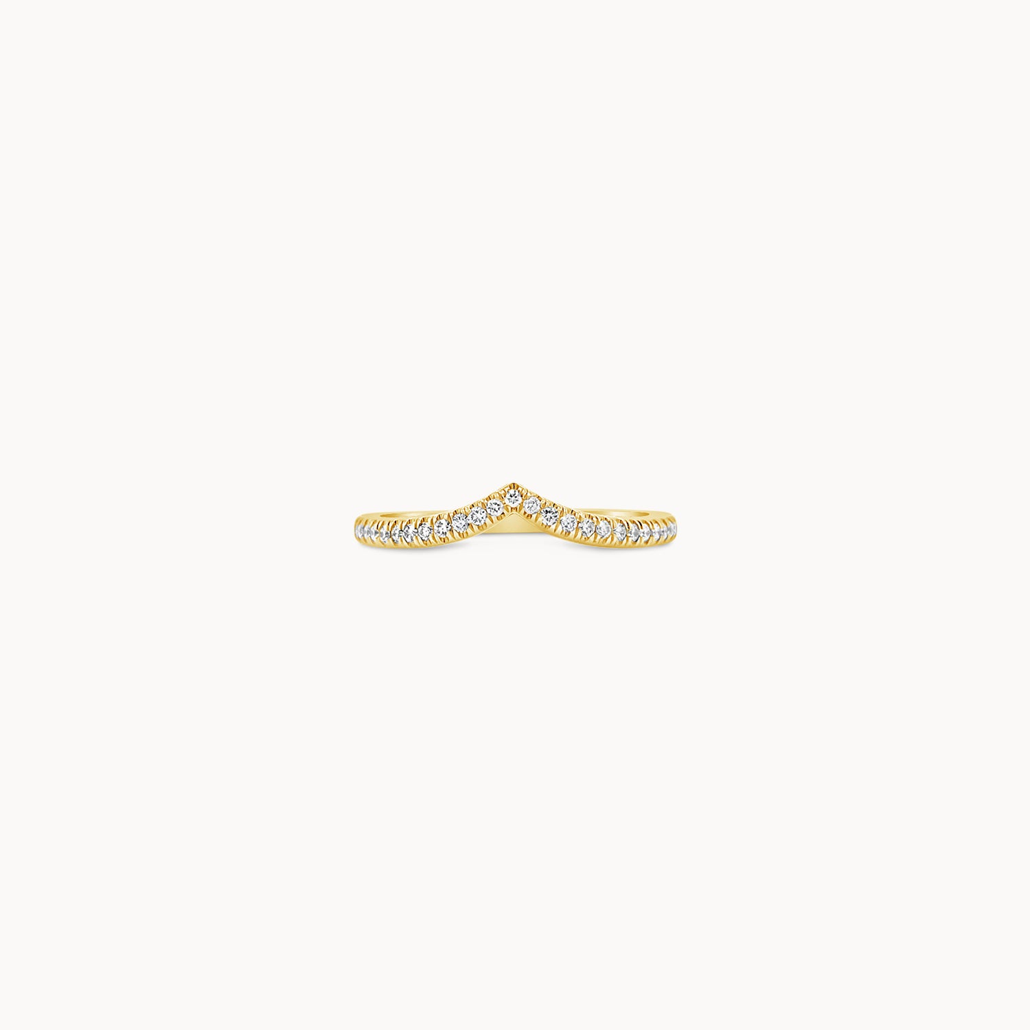 V Ring with Diamonds Halfway