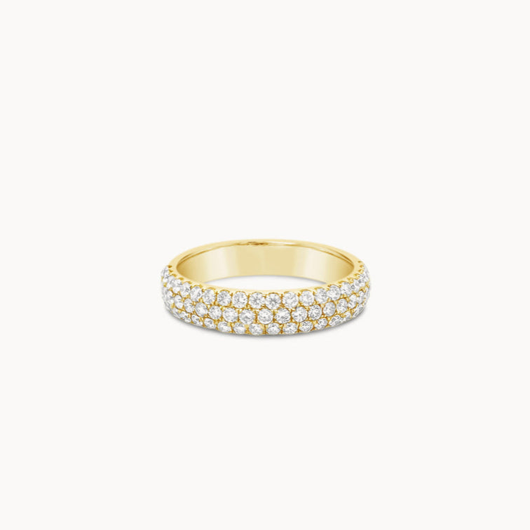 3 Row Domed Diamond Pave Band