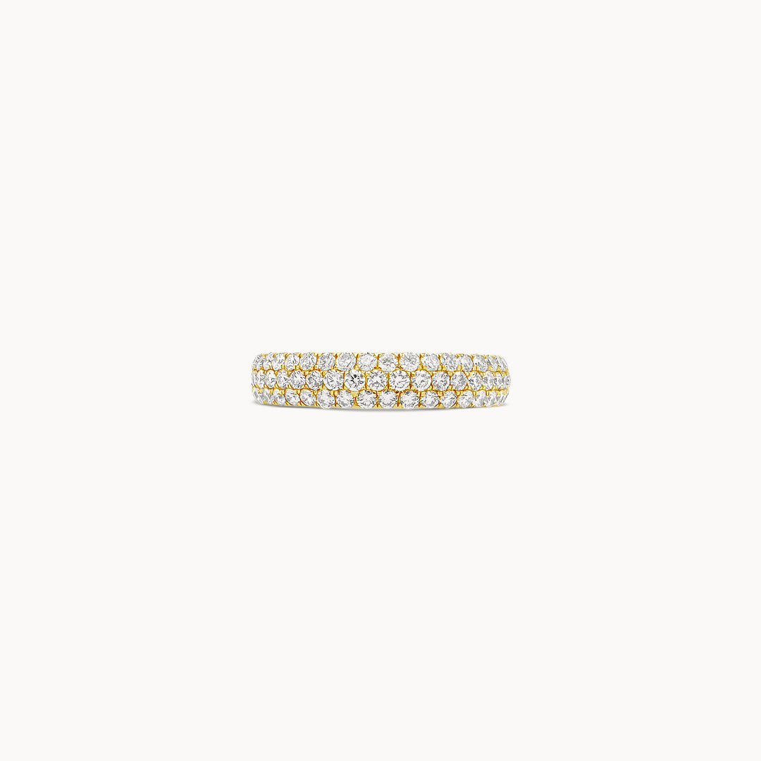 3 Row Domed Diamond Pave Band